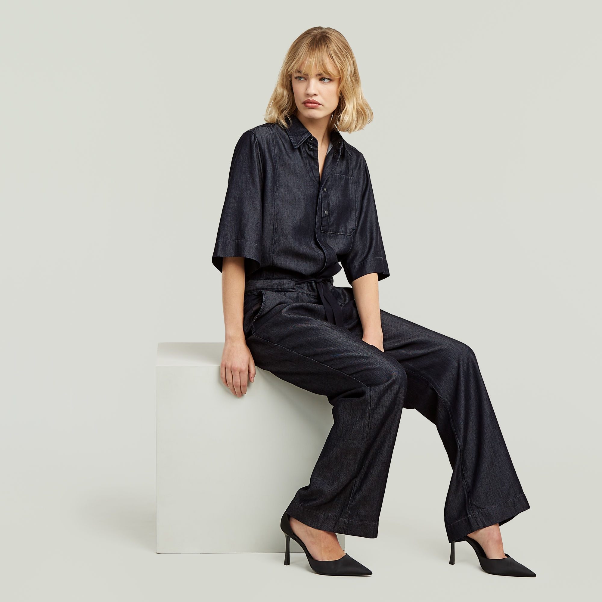 G-STAR Jumpsuit »JMP Regular« avec détails chemise, look denim, coupe régulière