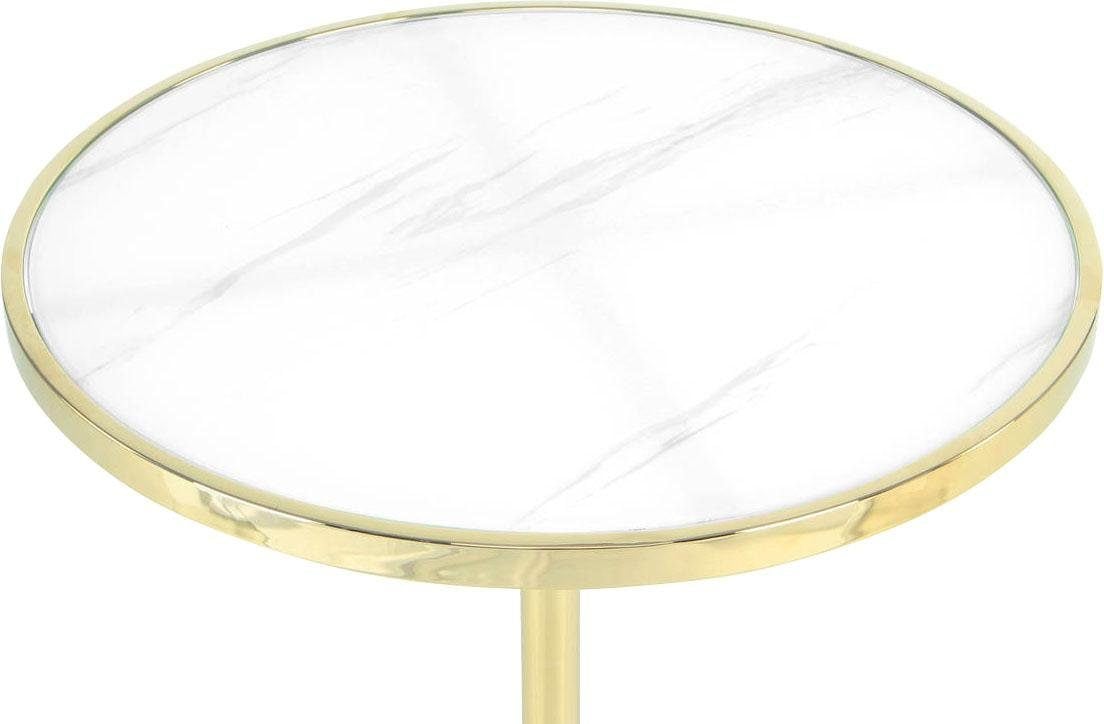 Kayoom Beistelltisch »Lana 525, luxuriöser Beistelltisch, Glamour-Optik, edles Metallgestell«, (1 St.), Ablage in Marmoroptik, Standfuss aus echtem Marmor, hochwertig