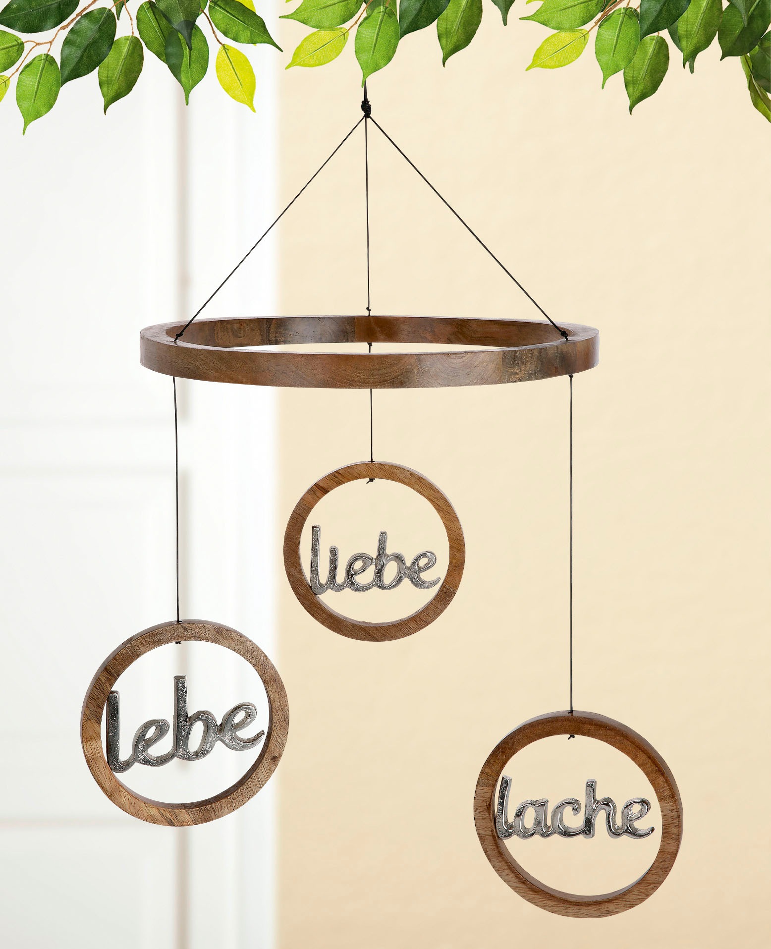 Image of GILDE Dekoobjekt »Mobile "Lebe, Liebe, Lache"«, (1 St.), aus Holz und Metall, zum Aufhängen, Wohnzimmer bei Ackermann Versand Schweiz