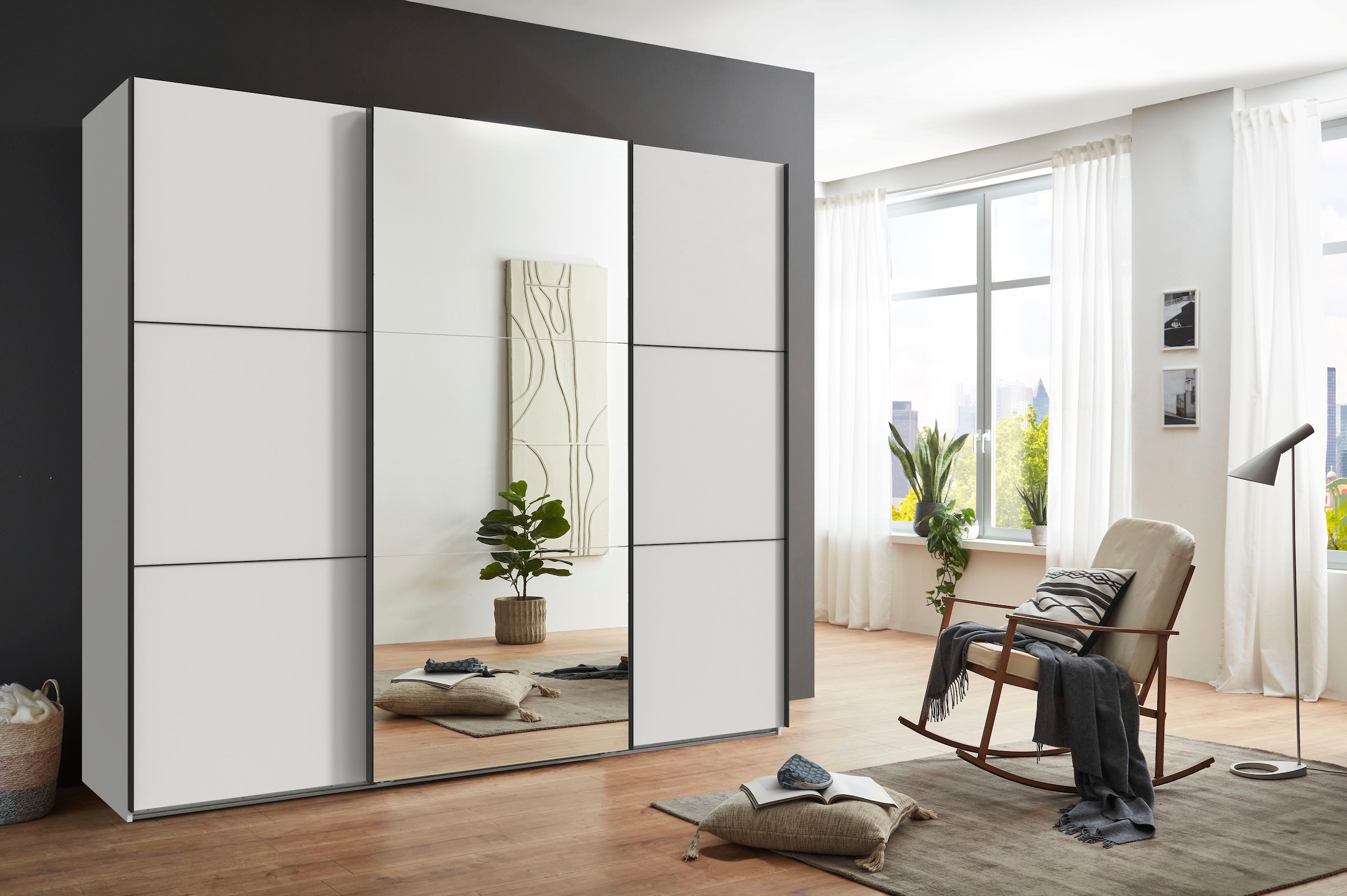 Wimex Kleiderschrank »Indiana by fresh to go, wahlweise mit oder ohne Spiegel«, (INKLUSIVE Innenausstattung und Selbsteinzug für die Türen), grosse Breiten250 oder 300cm, mit oder ohne Glasfront, Made in Germany