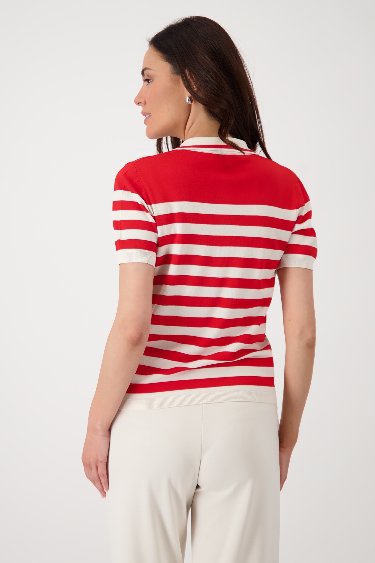 Monari Polokragenpullover »Pullover Polo Ringel«, Mit V-Ausschnitt
