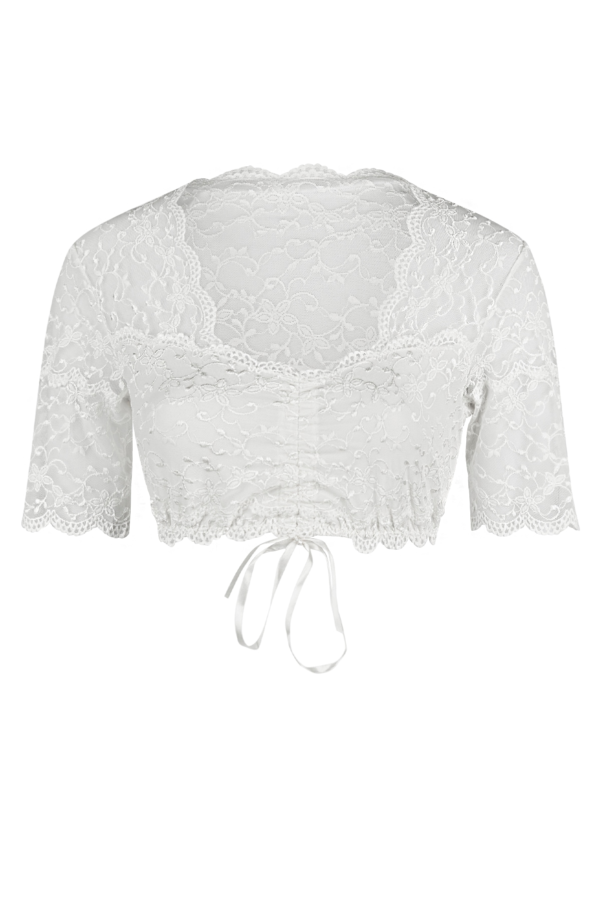 Nina Von C. Blouse de dirndl V-Ausschnitt, Spitze, bauchfrei, Kurzarm, Schnürung vorne