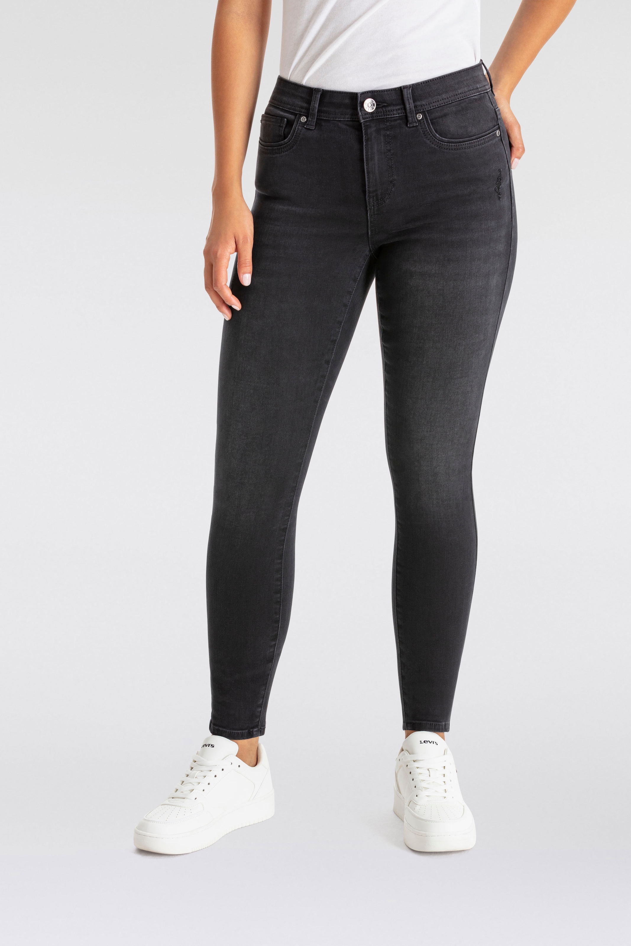 Image of ONLY Skinny-fit-Jeans "ONLWOW – Skinny-Jeans mit Stretch für schlanke Silhouette" Denim, skinny fit, destroyed Effekte