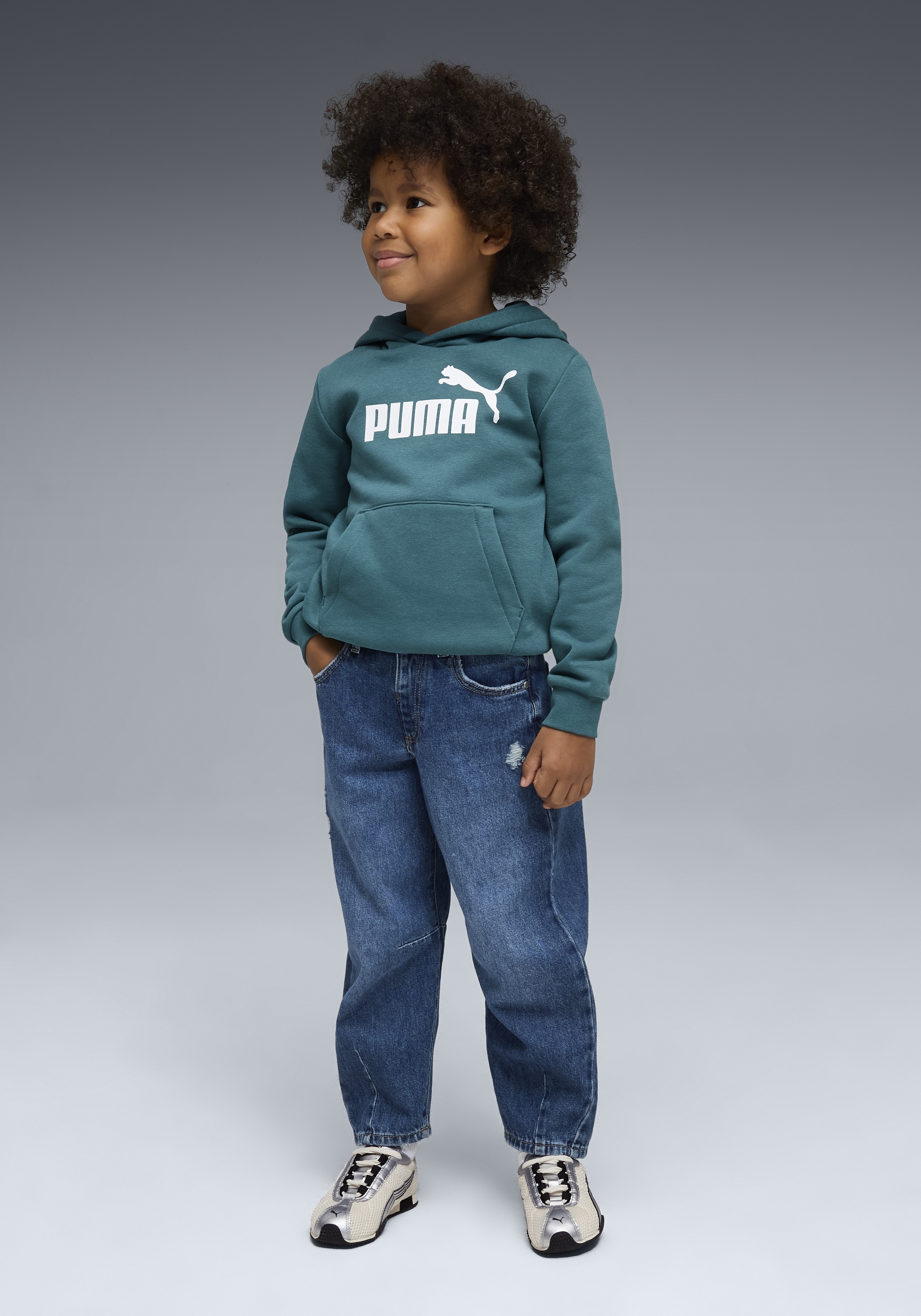 PUMA Sweat à capuche »ESS NO. 1 LOGO HOODIE FL PS«, für Kinder, Regular Fit, mit Kängurutasche, mit Jerseyfutter
