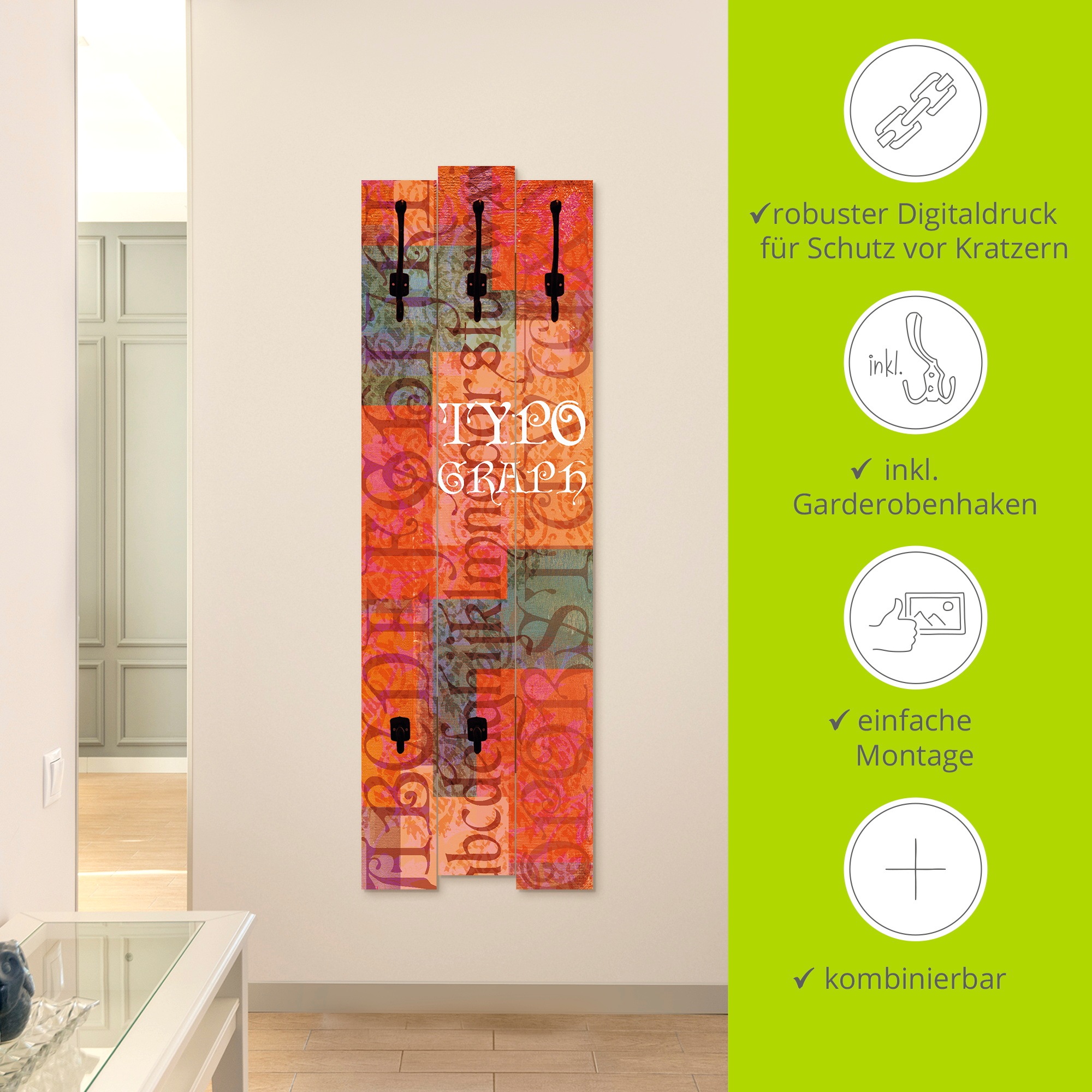 Artland Garderobenleiste »Typograf«, teilmontiert