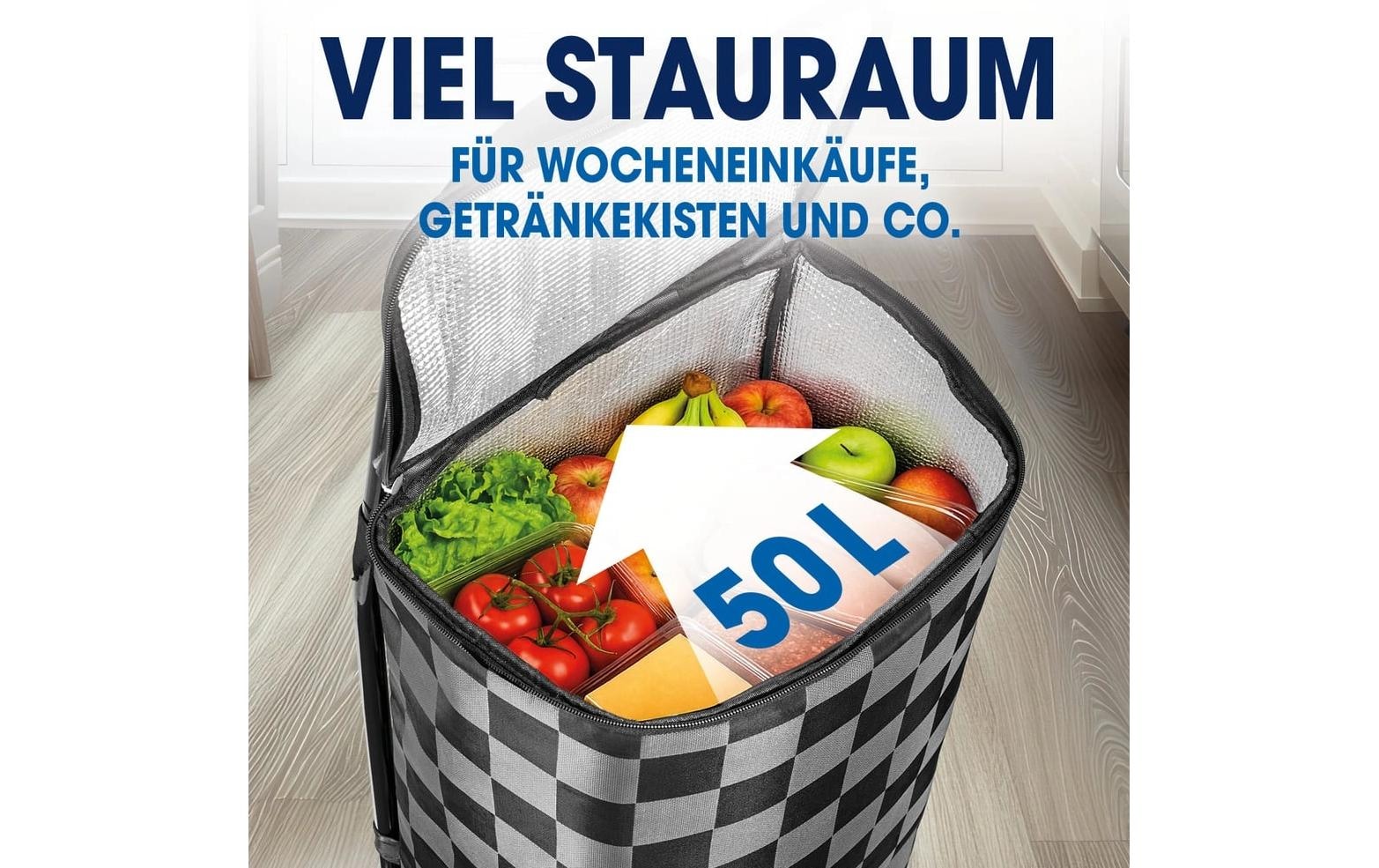 EASYmaxx Chariot à provisions »52 l« Faltbarer Einkaufstrolley mit Kühltasche