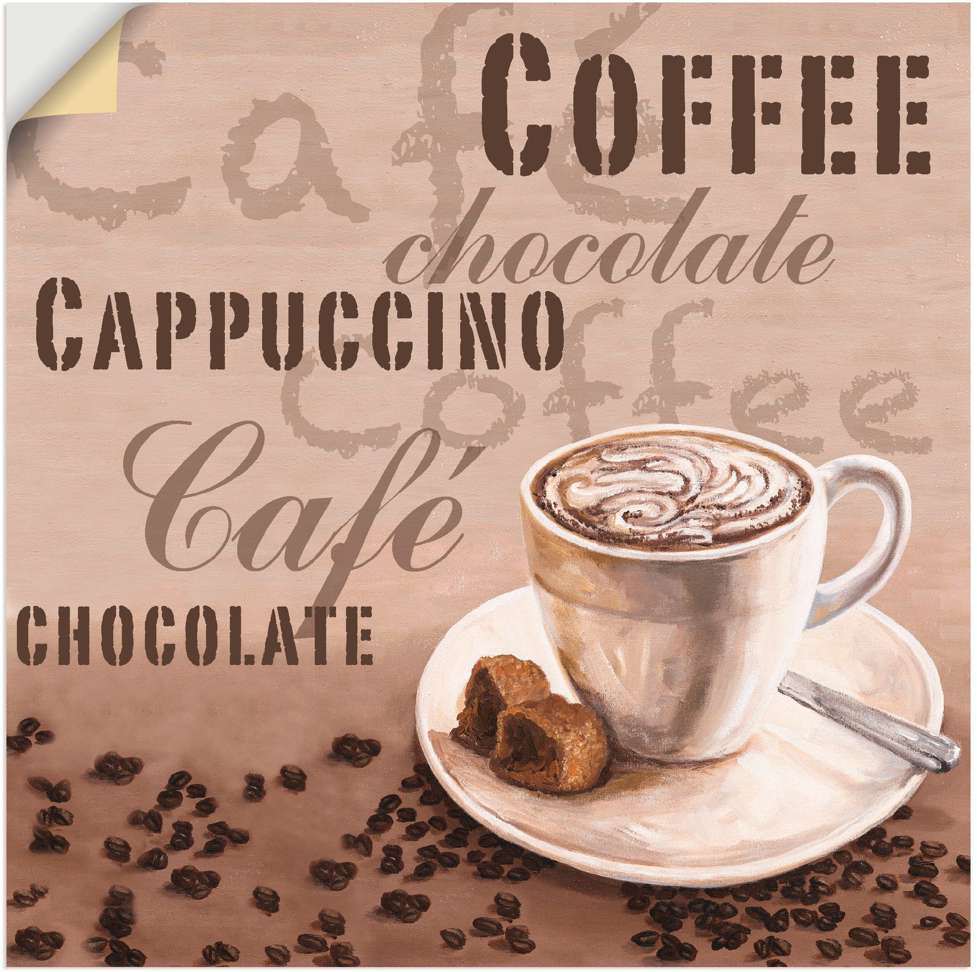 Image of Artland Wandbild »Schokolade - Cappucino«, Getränke, (1 St.), in vielen Grössen & Produktarten - Alubild / Outdoorbild für den Aussenbereich, Leinwandbild, Poster, Wandaufkleber / Wandtattoo auch für Badezimmer geeignet bei Ackermann Versand Schweiz