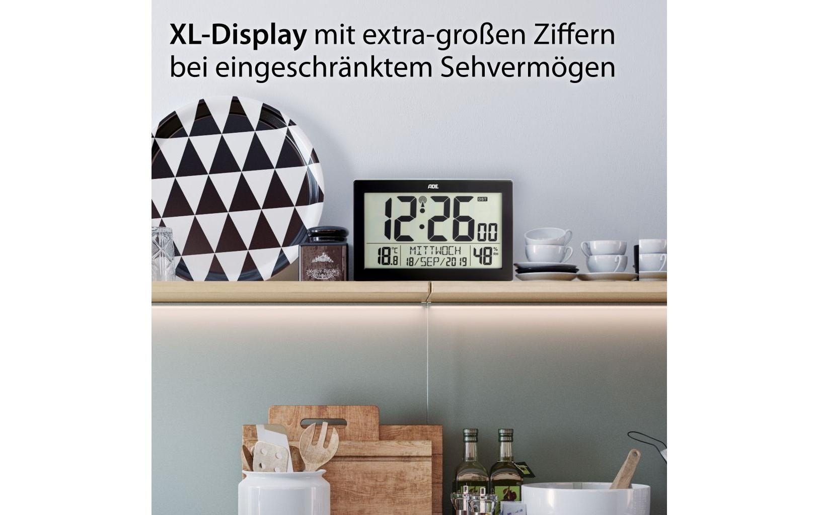 ADE Funkwanduhr »XL, Schwarz«