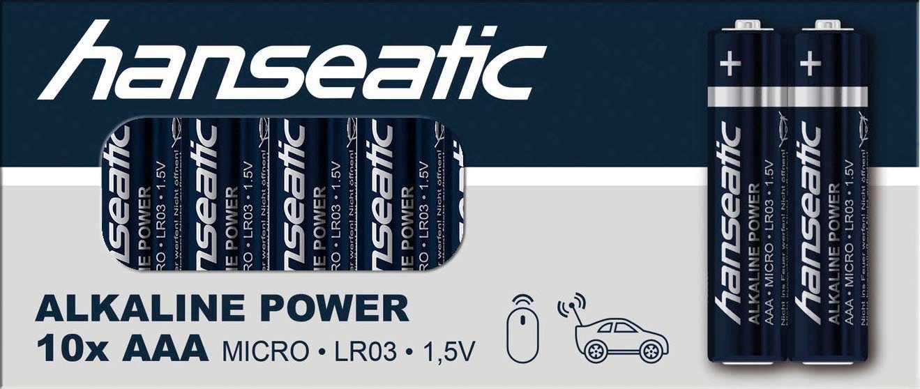 Hanseatic Batterie »60 Stck Alkaline Power, AAA Micro«, LR03, (Spar-Set, 60 St.)