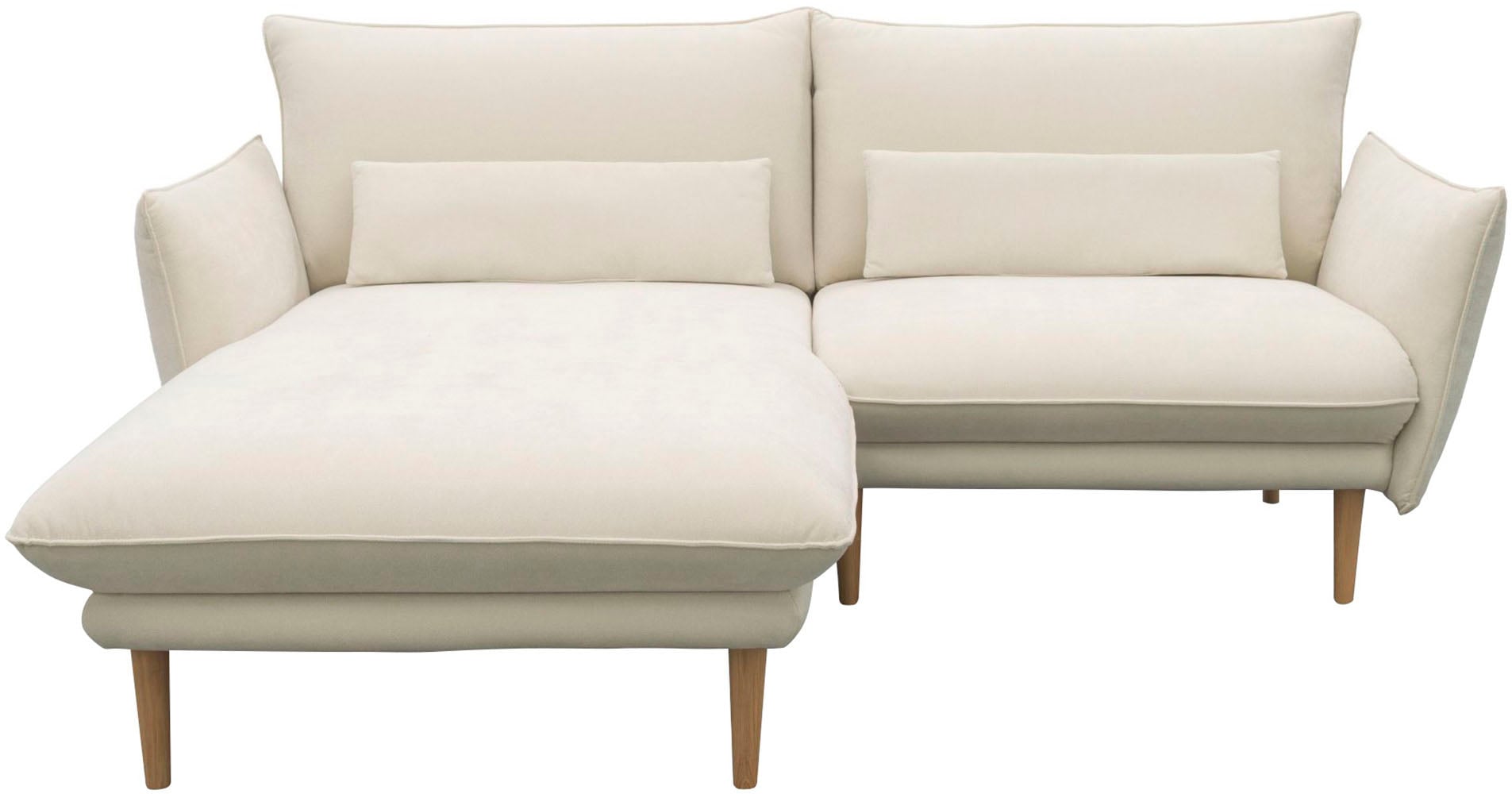 DOMO collection Ecksofa »100 032 kompakte Stellmasse, Breite 200cm, schmale Armlehnen, L-Form«, bodenfrei, 19cm hohe Holzfüsse