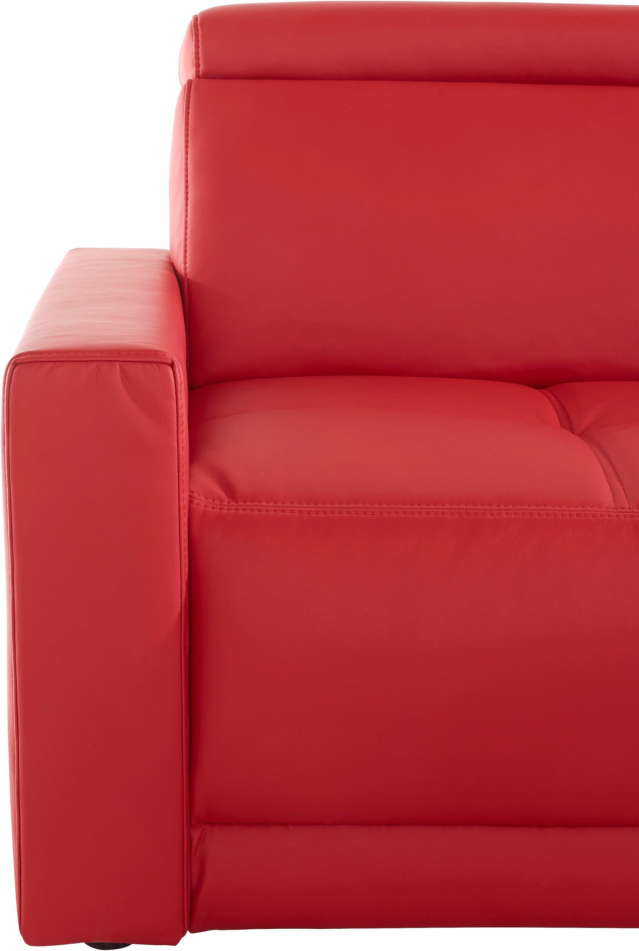 DOMO collection Ecksofa »Ava mit moderner Sitzheftung & toller Doppelnaht, komfortabel, L-Form«, mit Recamiere, inkl. Federkern, wahlweise mit Kopfteilverstellungen