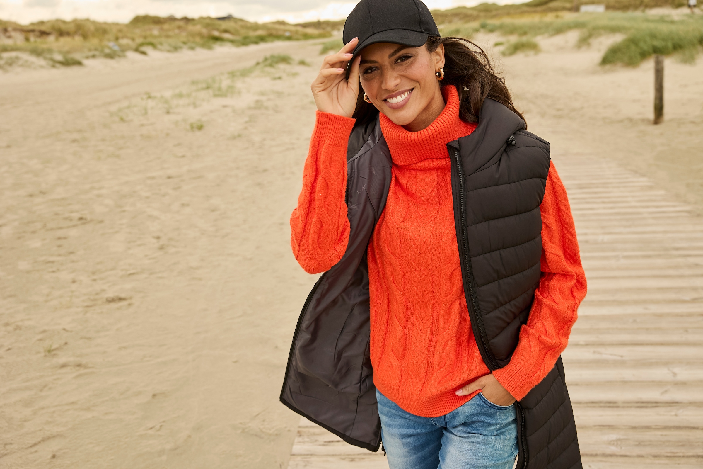 KangaROOS Gilet long rembourré, avec fentes à fermeture éclair
