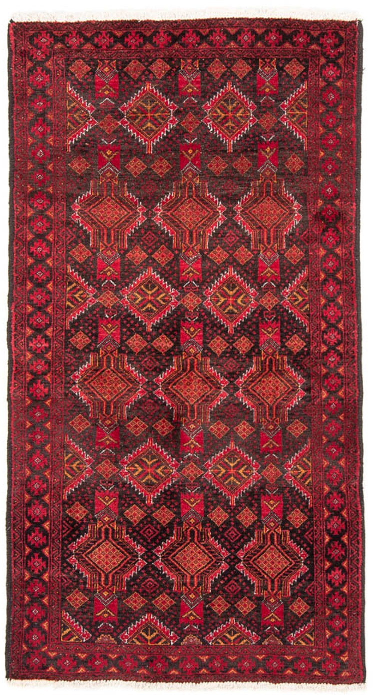 Image of morgenland Hochflor-Läufer »Belutsch Durchgemustert Rosso 194 x 105 cm«, rechteckig, 0,8 mm Höhe, Handgeknüpft bei Ackermann Versand Schweiz
