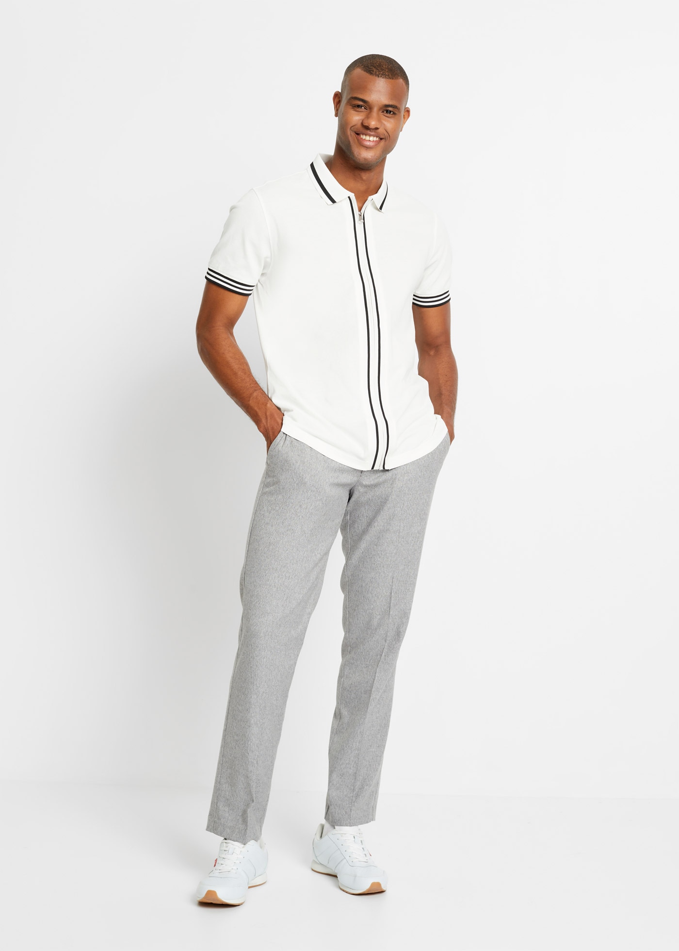 bonprix Poloshirt Kurzarm, mit Reissverschluss, aus reiner Baumwolle