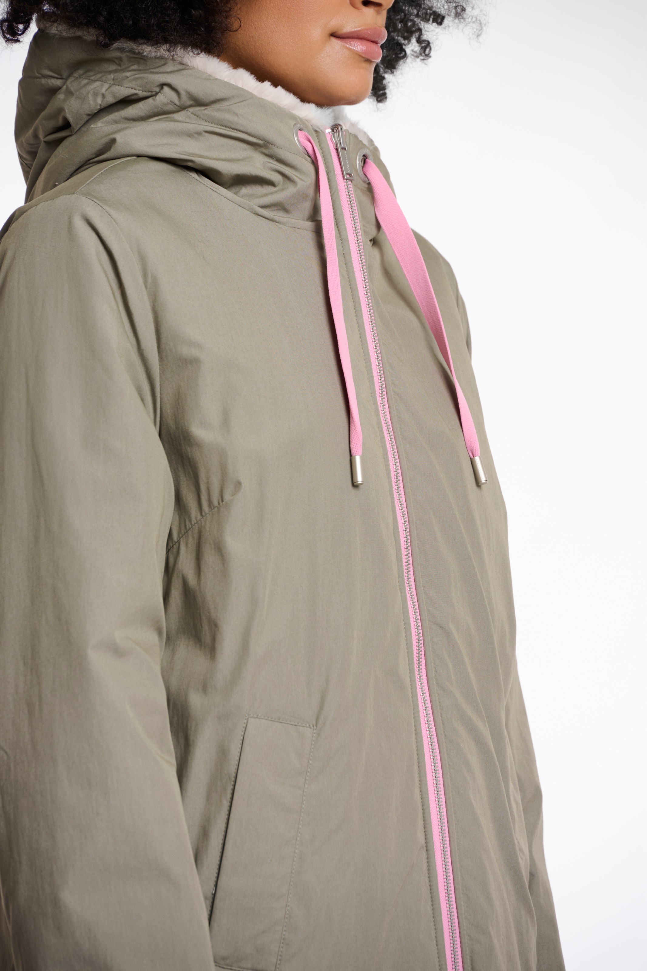 Rino & Pelle Parka, mit Kapuze, mit kontrastfarbenen Details