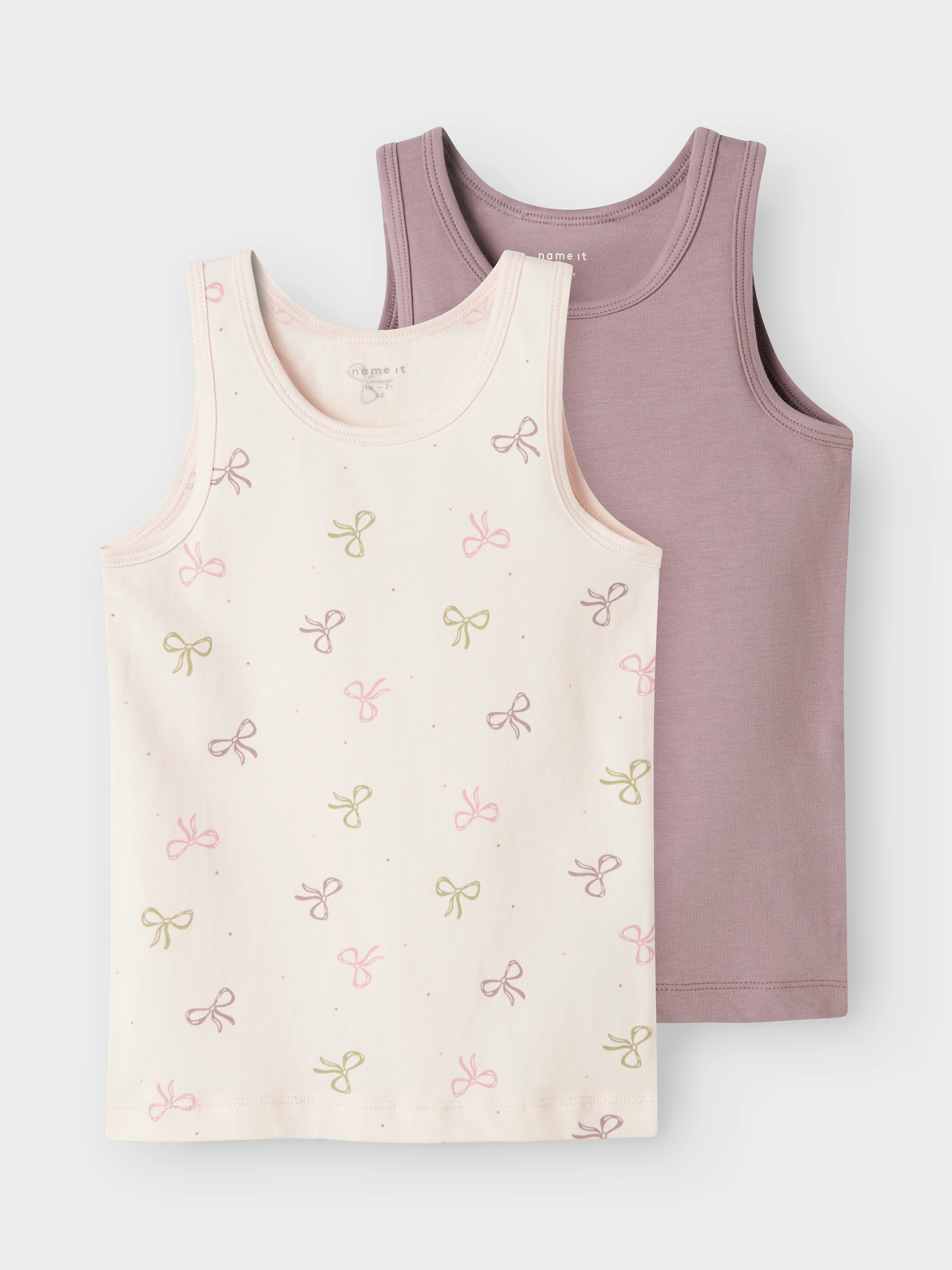 Image of Name It Unterhemd "NMFTANK TOP 2P BARELY PINK BOW NOOS" Packung, 2 Stk.