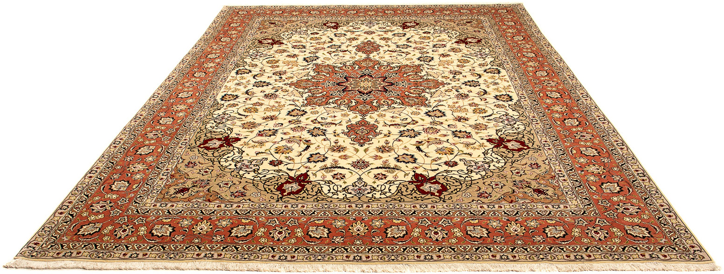 Image of morgenland Orientteppich »Perser - Täbriz - Royal - 345 x 253 cm - beige«, rechteckig, 7 mm Höhe, Wohnzimmer, Handgeknüpft, Einzelstück mit Zertifikat bei Ackermann Versand Schweiz