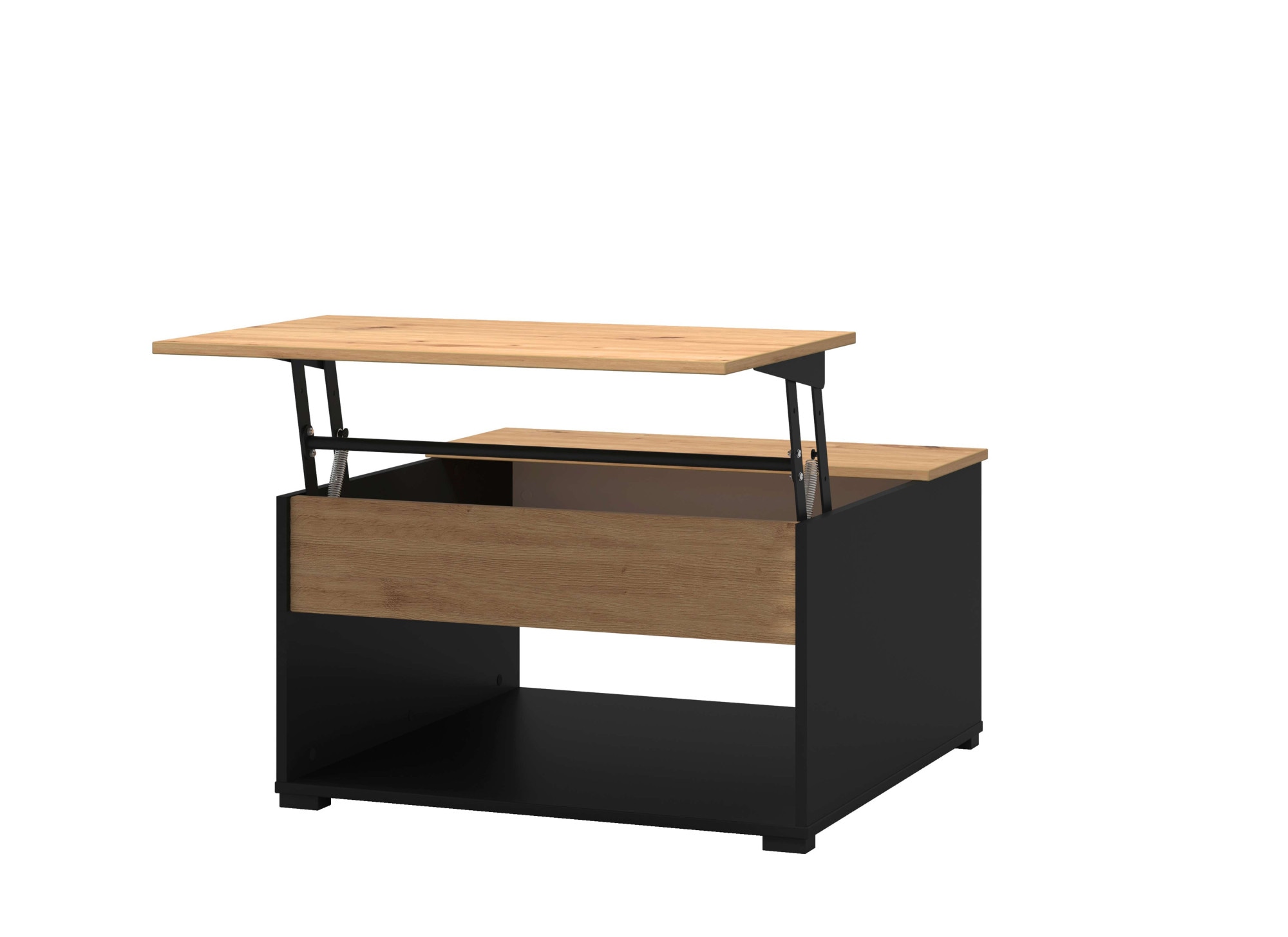Home affaire Couchtisch »Taranto Kaffeetisch, 80 cm, quadratische Form, modern design«, höhenverstellbar Tischplatte, geschlossenes Fach, schwarz oder weiss