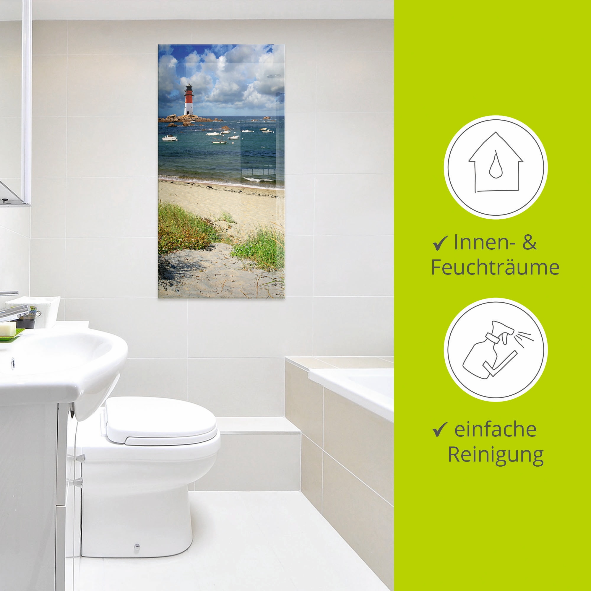 Artland Glasbild »Blick von den Dünen« Küste 1 Stk. tlg. in verschiedenen Grössen