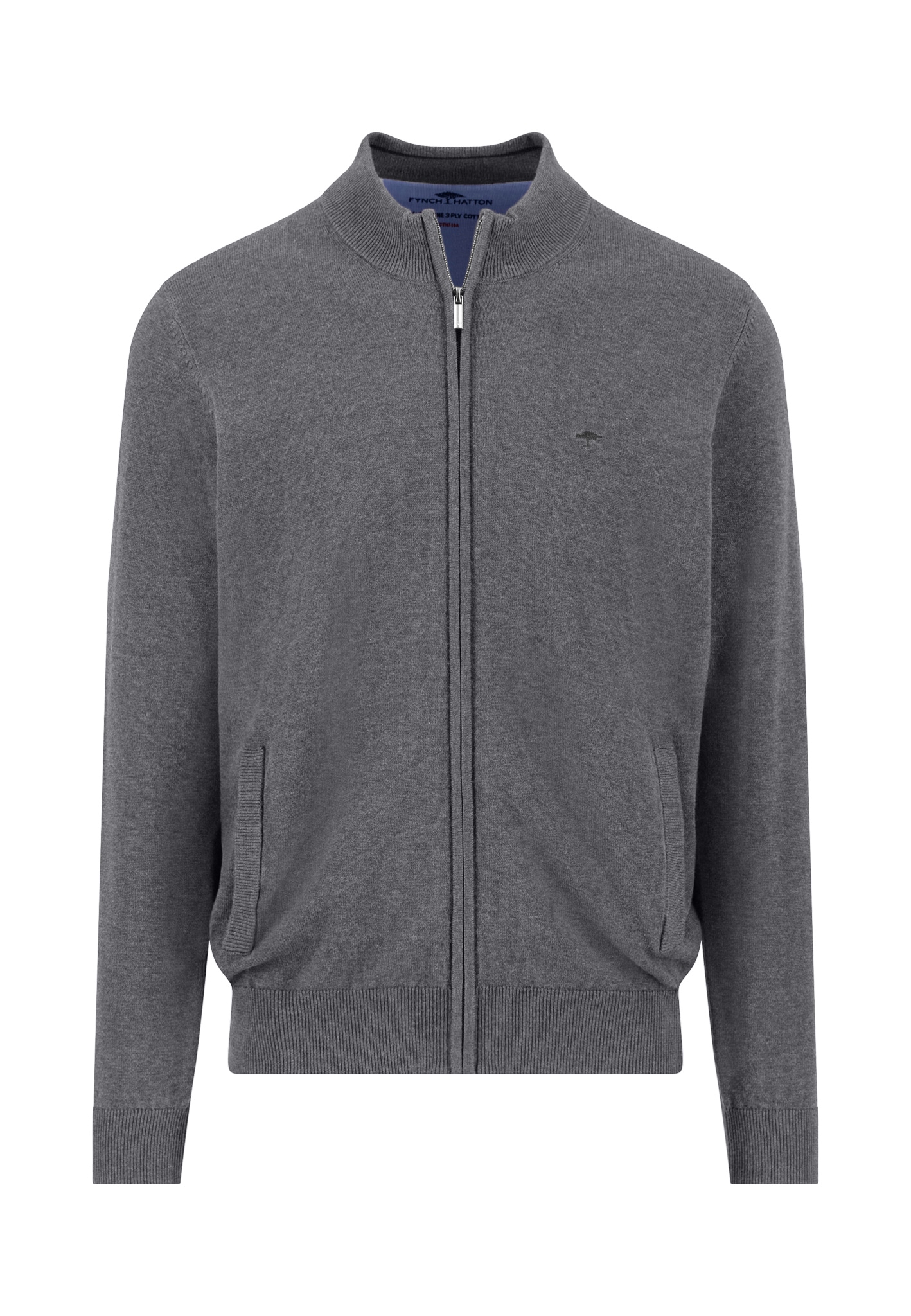 Image of FYNCH-HATTON Strickpullover aus Baumwolle, mit Stehkragen, mit Reissverschluss, Regular Fit