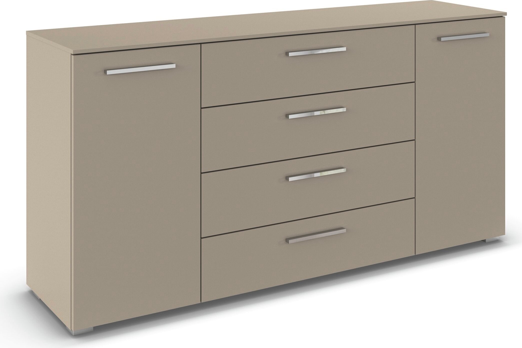 rauch Commode combinée »Sideboard Schubkommode Kommode MONTCLAR Front Dekor/Hochglanz/Glas« Largeur 160 / hauteur 81 cm, 2 étagères, avec fonction soft-close,  2 portes, 4 tiroirs spacieux, nombreuses variantes de poignées MADE IN GERMANY