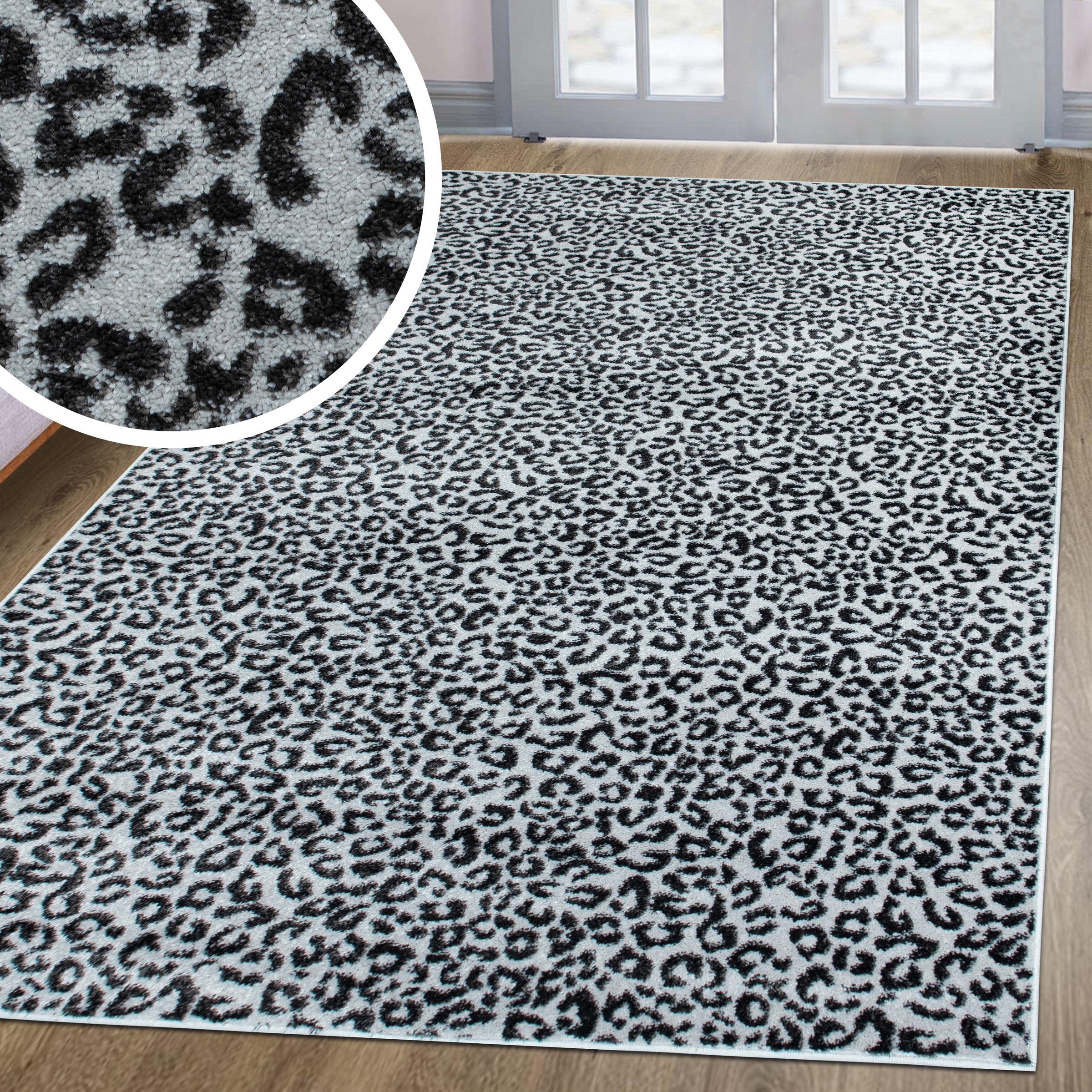 Image of GOODproduct Teppich "Fynna, Leoparden-Muster, Animalprint" rechteckig 9 mm Höhe besonders weicher Flor, Wohnzimmer, Schlafzimmer, Esszimmer, Leo