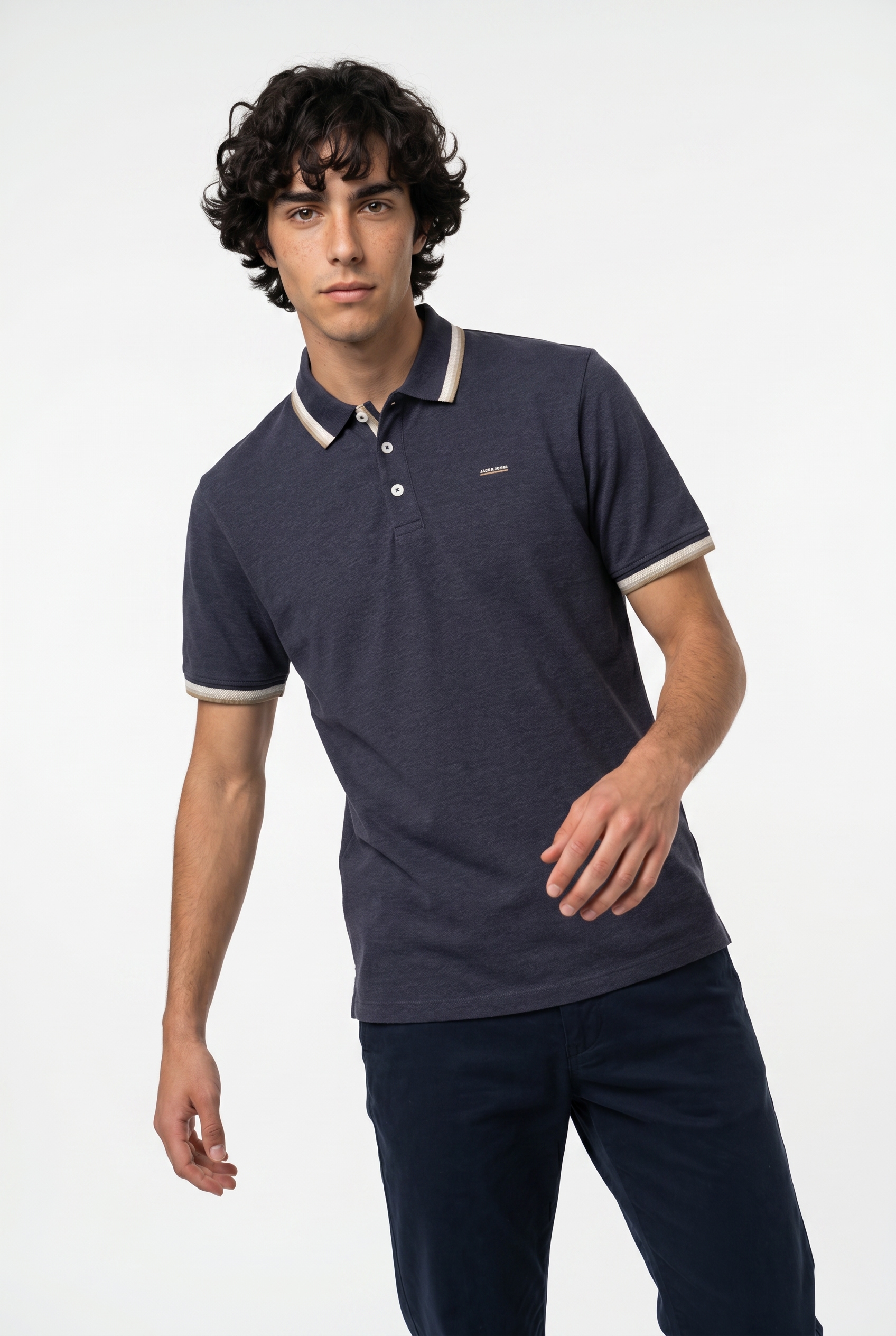 Image of Jack & Jones Poloshirt "JPRBLUALVES SS POLO SN" Baumwollmischung, Normal geschnitten