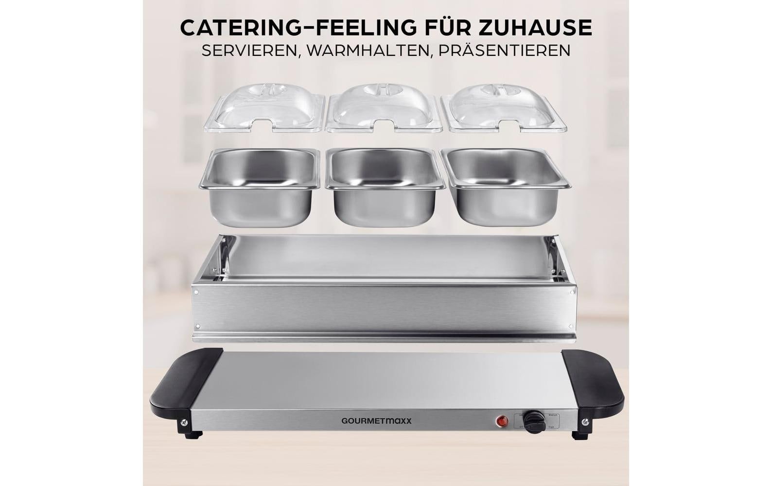 GOURMETmaxx Plaque chauffante »200 W« Chauffe-plat buffet en acier inoxydable