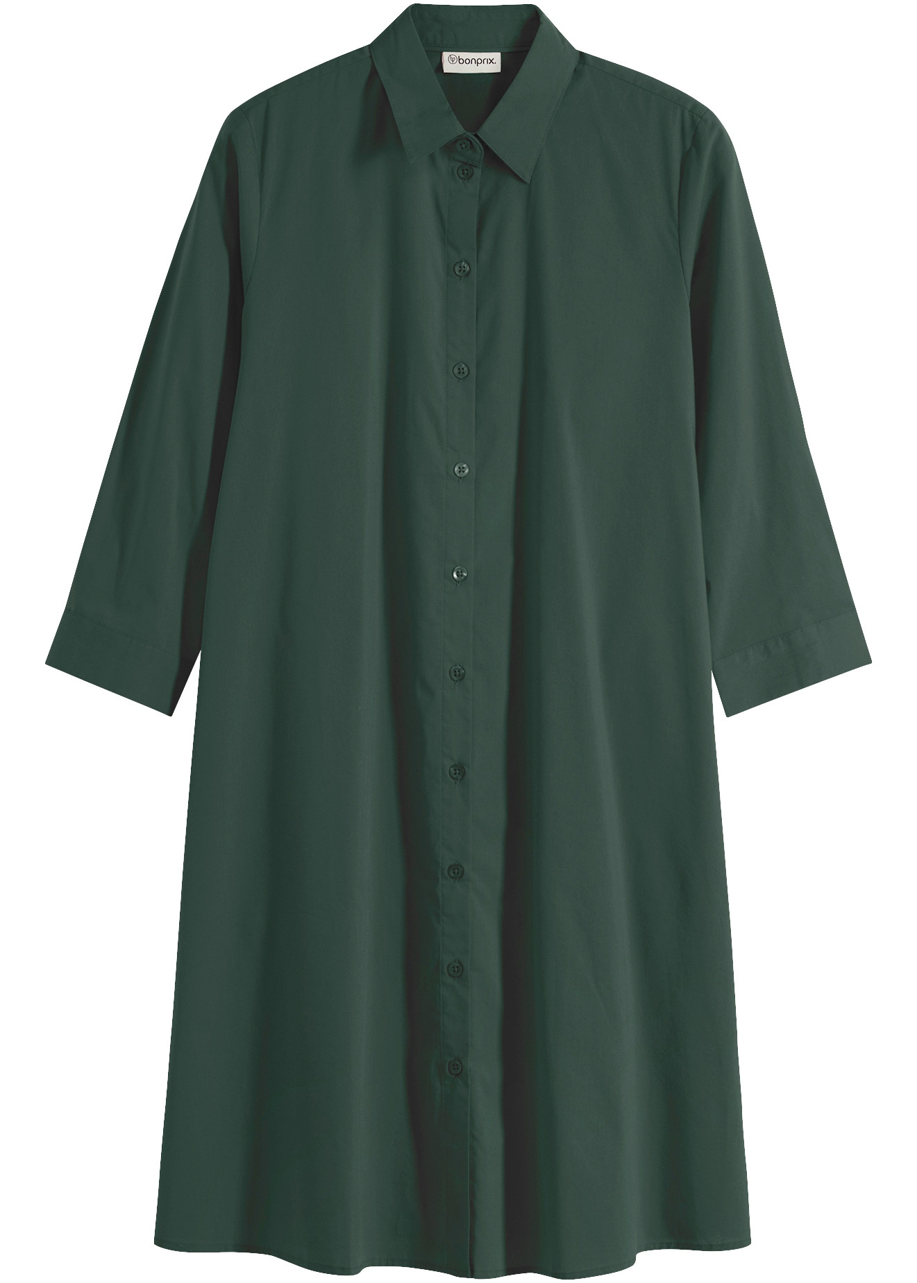 bonprix Robe chemisier Coupe trapèze, manches 3/4, col chemise