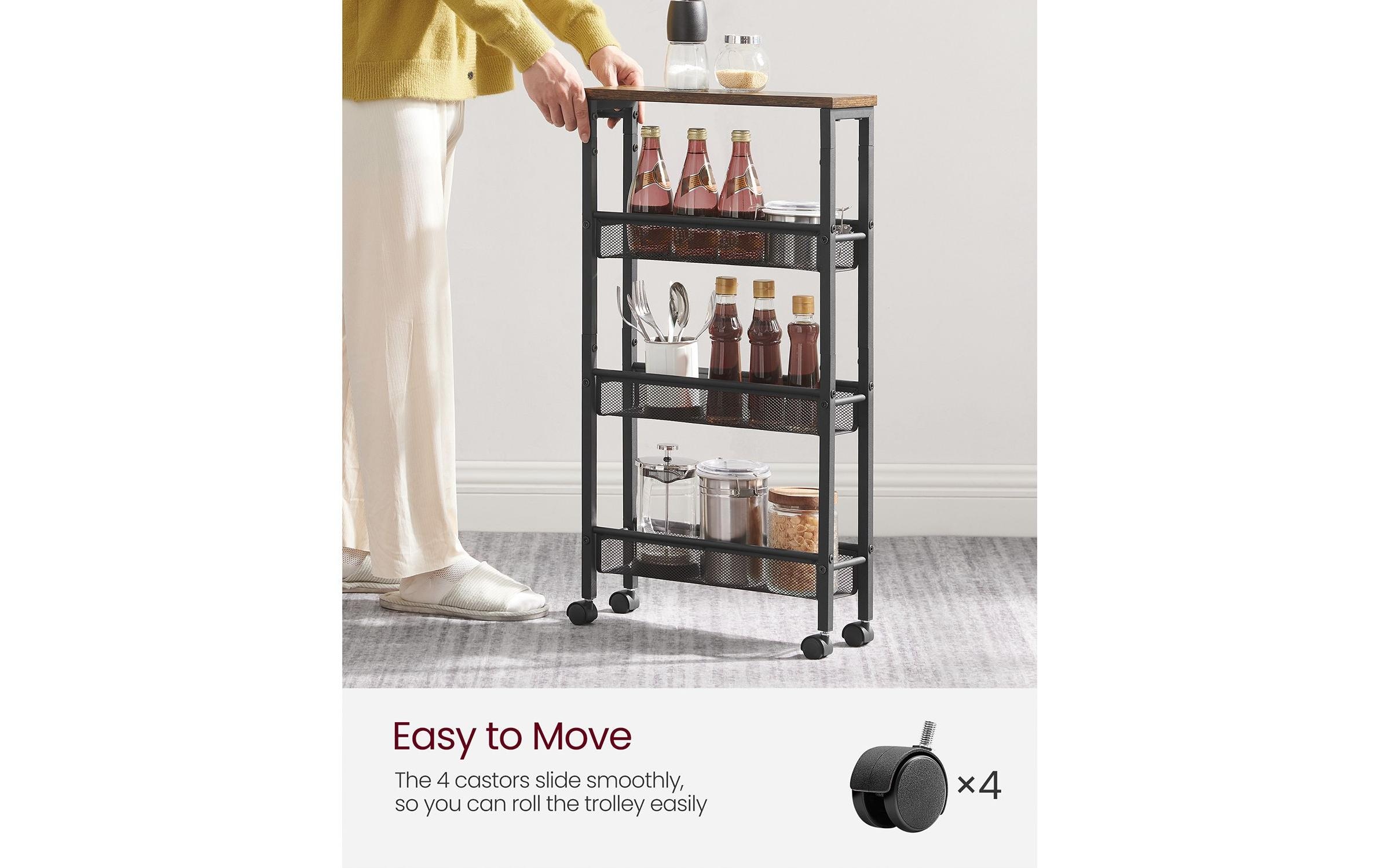 VASAGLE Chariot à roulettes »besonders schmal mit 4 Ebenen«