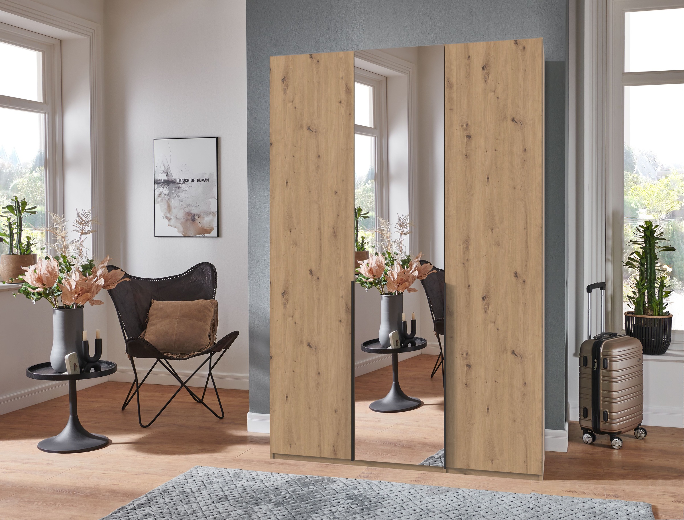 Wimex Kleiderschrank »Mugano,in 8 Breiten,3 Höhen,2 Tiefen, viele Farben, Made in Germany«, (in Basic oder Premium Ausstattung mit 2 weiteren Einlegeböden), mit langen oder kurzen Griffen aus Metall, mit oder ohne Spiegel