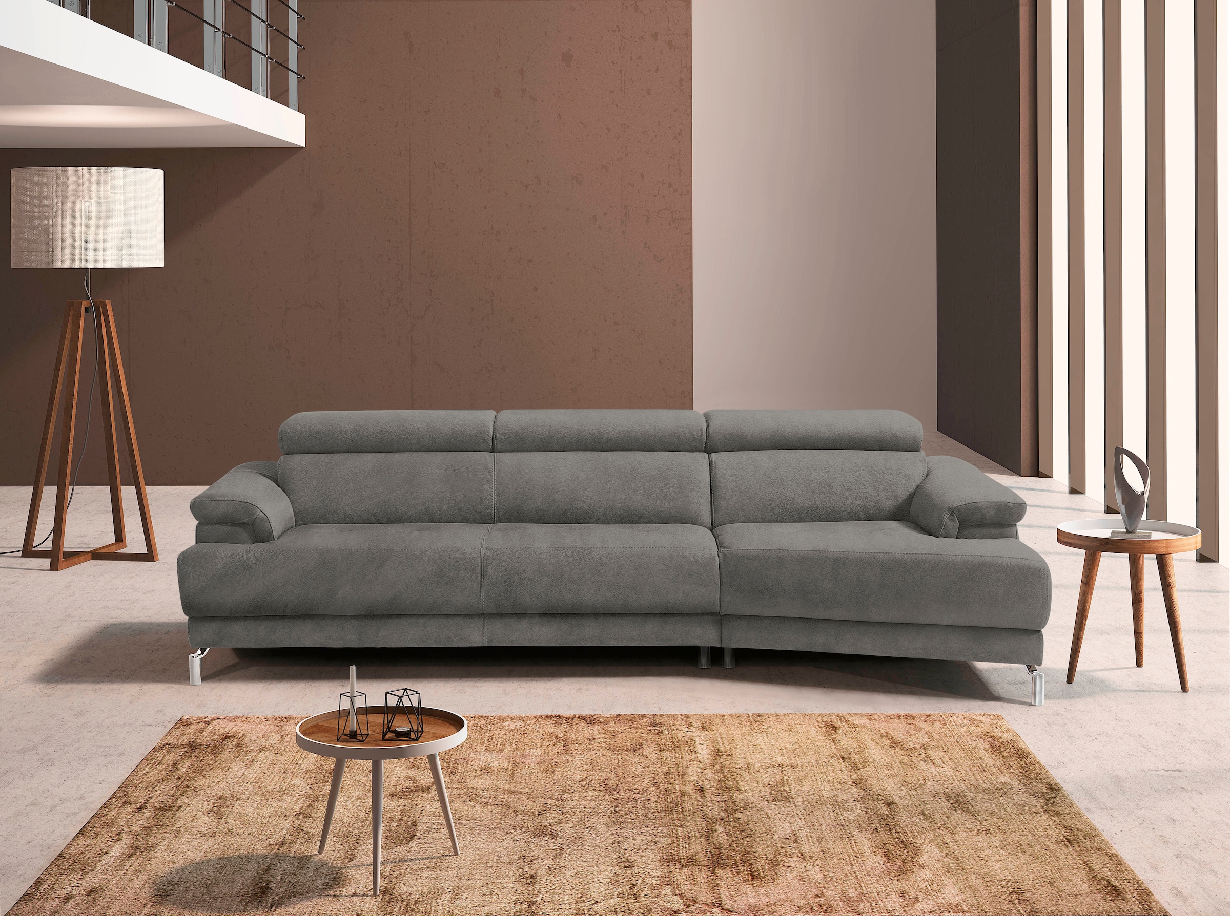 Egoitaliano Ecksofa »Soul, extravagantes Designsofa, Megasofa, super bequem, tolle Details« mit Trapez-Abschlusselement, inkl verstellbarer Kopfteile