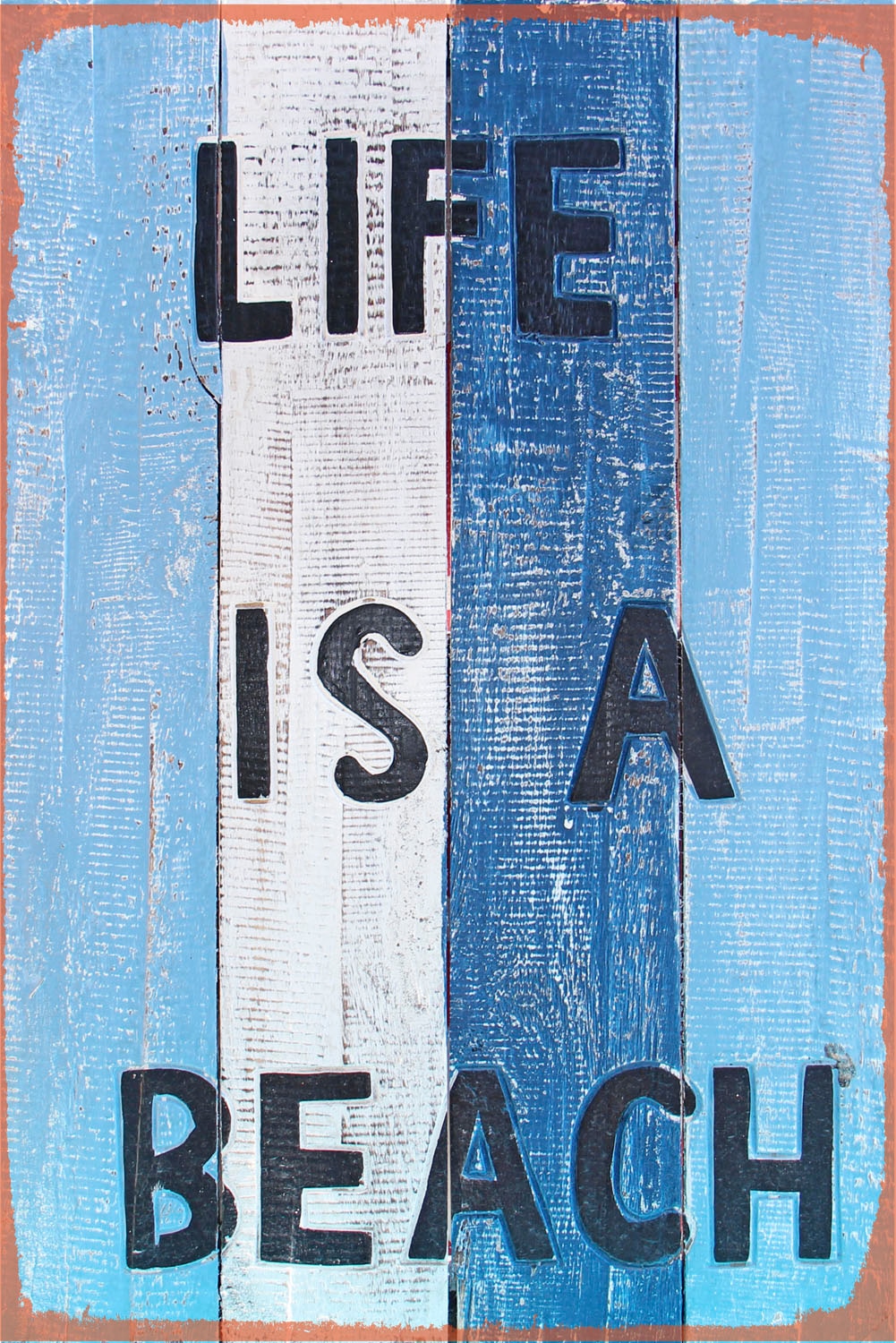 queence Metallbild »Life is a beach«, Strand-Schriftzug-Strand, (1 St.), Stahlschilder