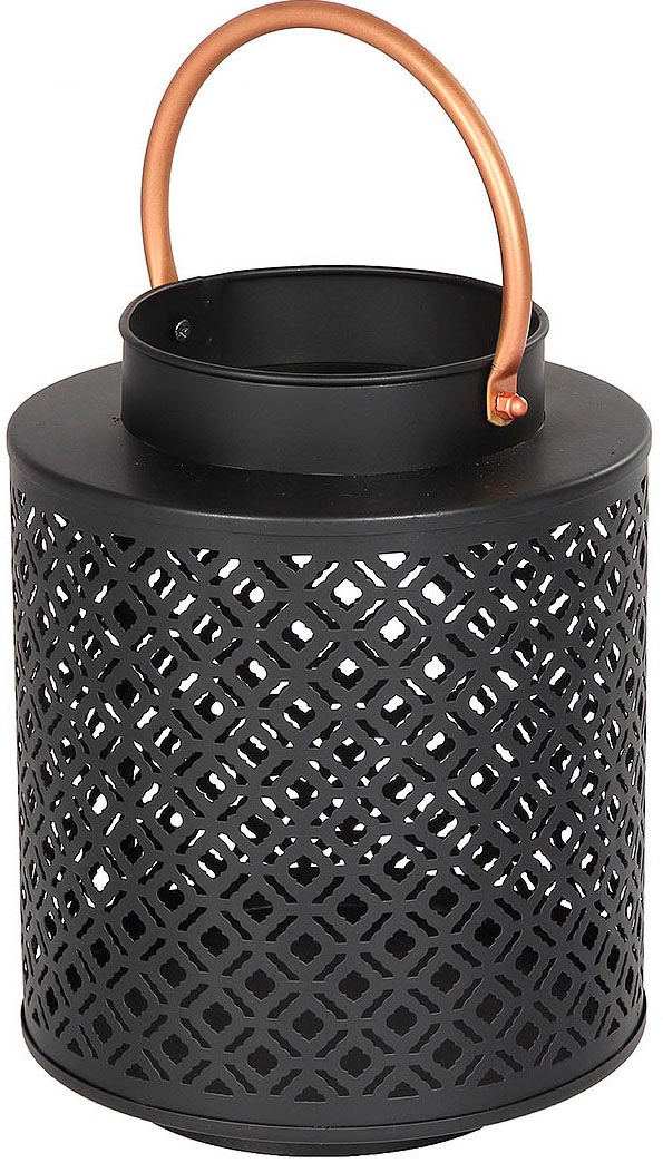 Image of Ambiente Haus Kerzenlaterne "Kerzenhalter aus pulverbeschichtetem Metall" Laterne mit Griff - Höhe ca. 38 cm