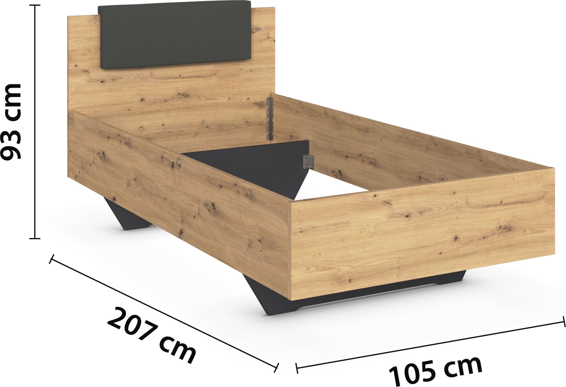 rauch Bett »Einzelbett Komfortbett Schlafzimmer für kleine Räume MAIKA« Liegefläche: 100x200 cm, Bettseitenhöhe 47 cm,  schwebende Optik mit abnehmbarer Polsterauflage MADE IN GERMANY