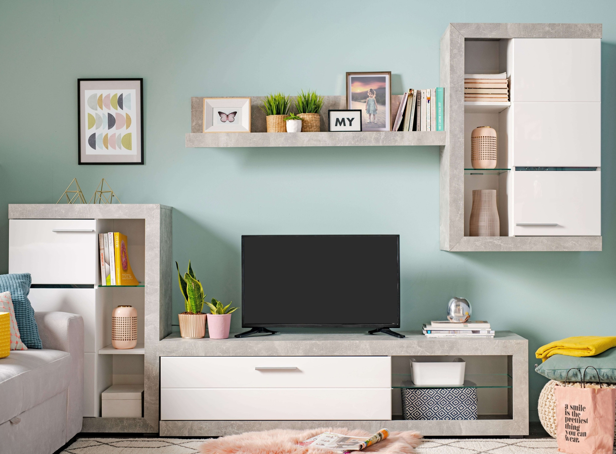 INOSIGN Ensemble de salon »Rosso Wohnwand, Mediawand, Anbauwand, für TV bis 60', Breite 267 cm« Komplett-Set, 4-st, 4 cuis tlg.