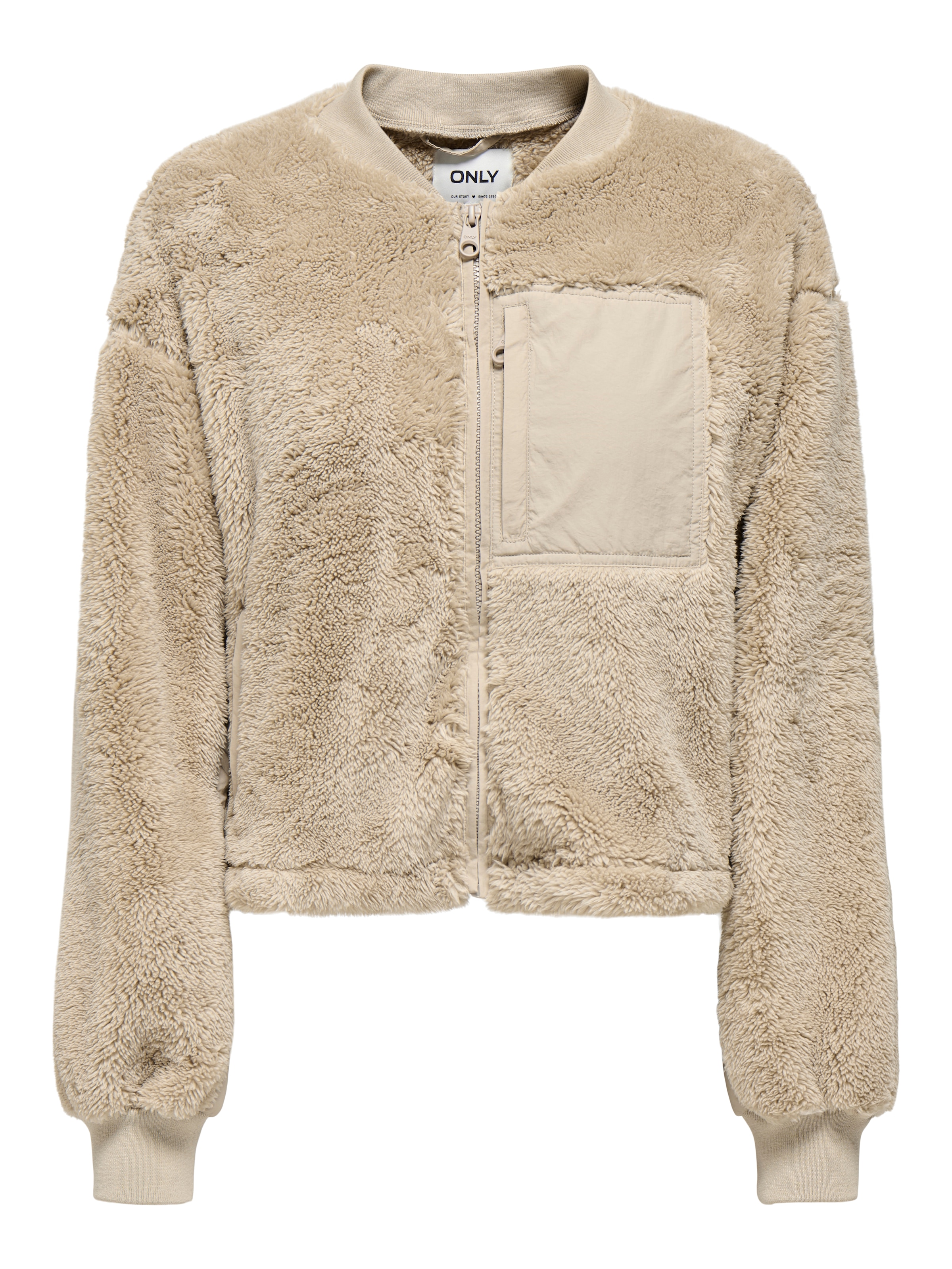 ONLY Plüschjacke »ONLANNA CONTACT LIFE SHORT JACKET CC OTW« Brusttasche mit Reissverschluss