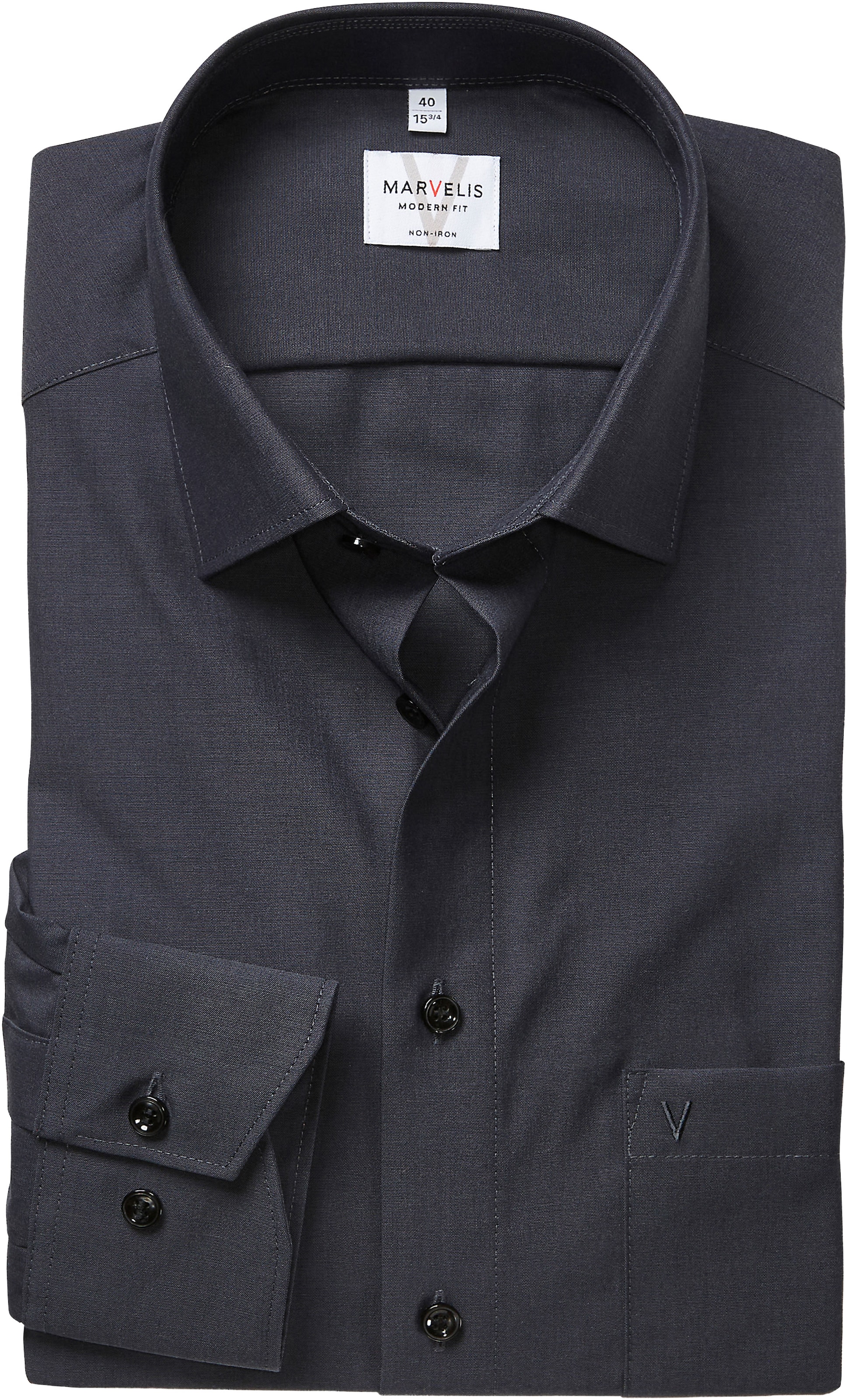 MARVELIS Langarmhemd Businesshemd, Basic, New-Kentkragen, leicht tailliert