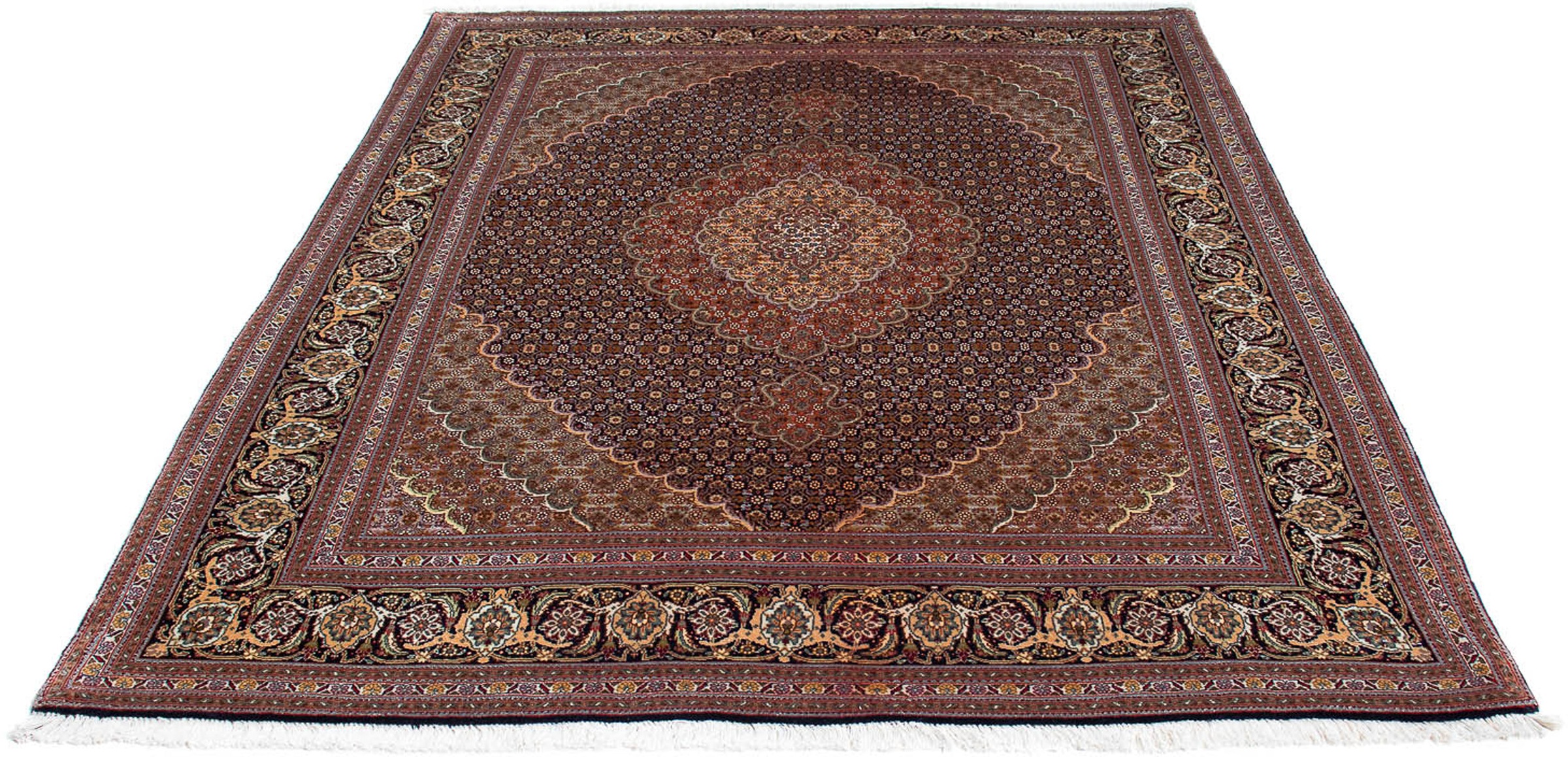 Image of morgenland Orientteppich »Perser - Täbriz - 193 x 153 cm - braun«, rechteckig, 10 mm Höhe, Wohnzimmer, Handgeknüpft, Einzelstück mit Zertifikat bei Ackermann Versand Schweiz