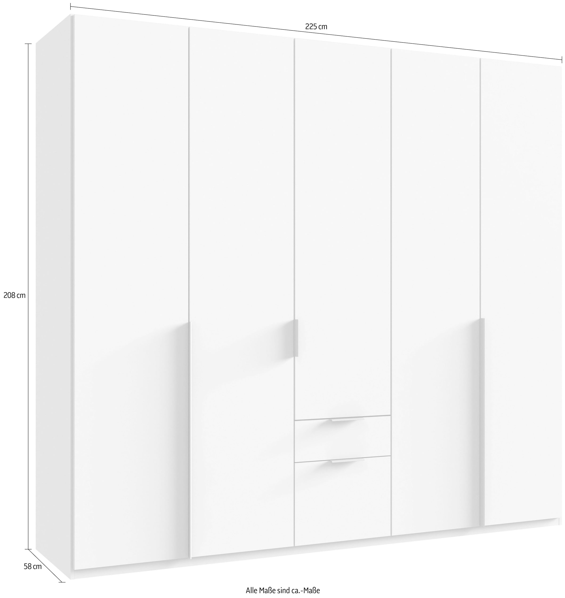 Wimex Armoire à portes battantes »Mugano« mit langen oder kurzen Griffen aus Metall,  in vielen Breiten, 208 oder 236 cm hoch, Made in Germany