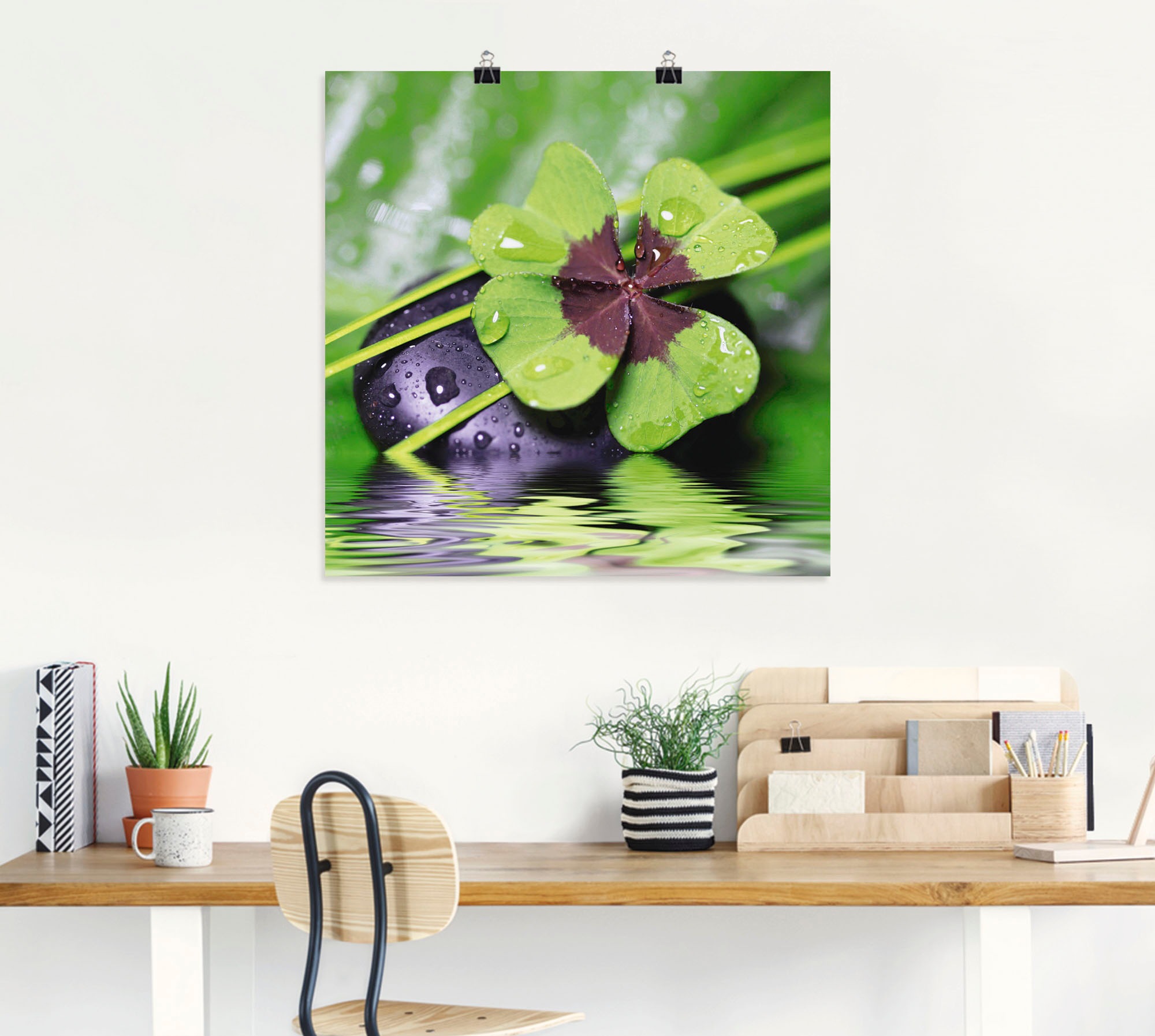 Artland Fresque murale »Glücksklee... Entspann mal wieder« 1 cuis tlg. als Alubild, Outdoorbild, Leinwandbild, Poster, Wandaufkleber