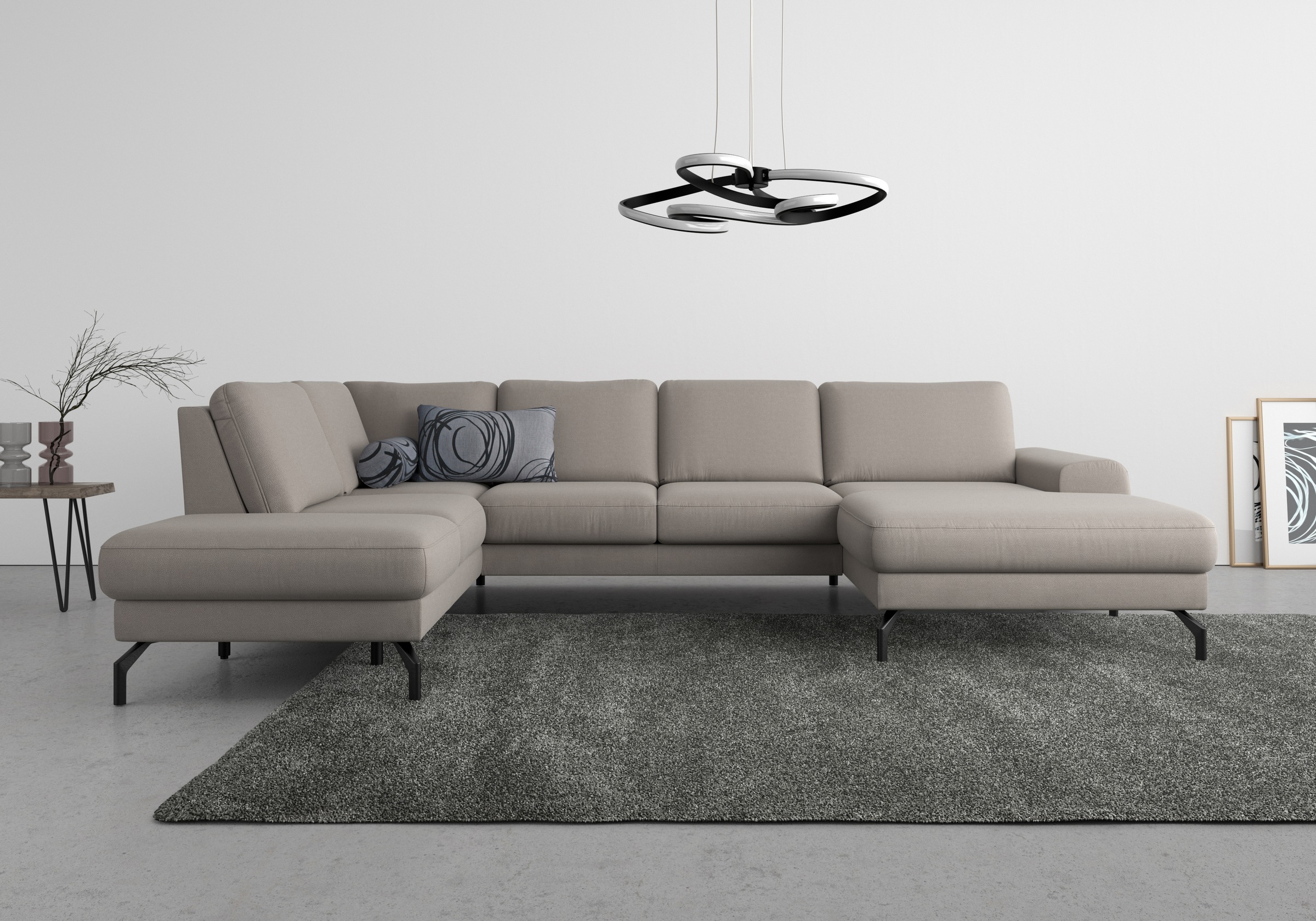 sit&more Wohnlandschaft »Cinturo U-Form«, inklusive Sitztiefenverstellung und Federkern, Sitzhöhe 48 cm