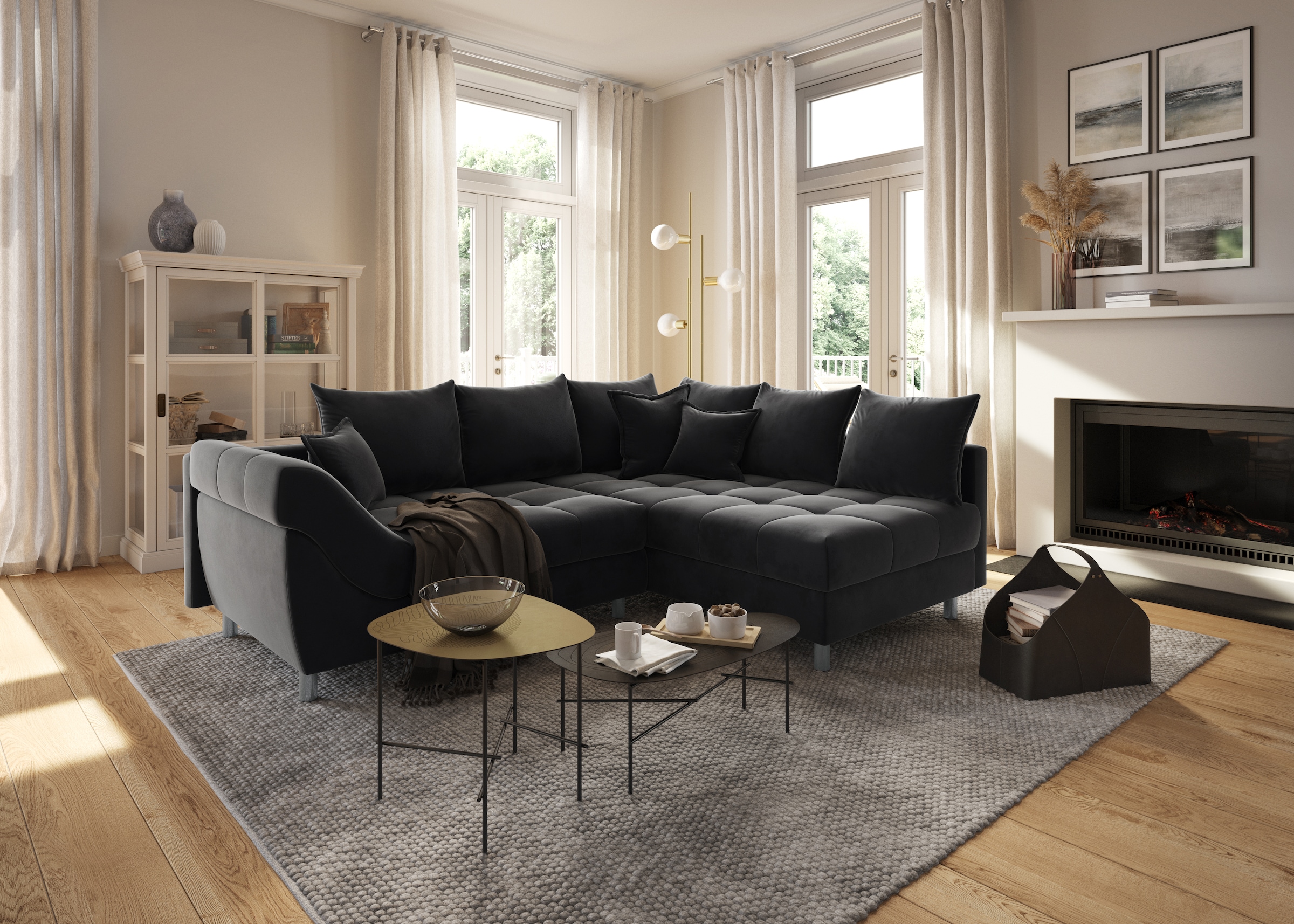 COLLECTION AB Ecksofa Joseli,  mit Zier- und Rückenkissen, komfortable Schanzen-Armlehne