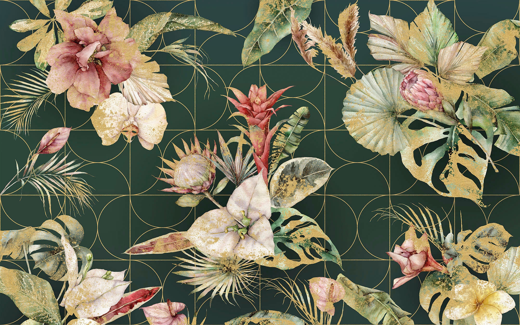 Image of Komar Vliestapete "Digitaldruck Vlies - Golden Growth - Grösse 400 x 250 cm" bedruckt glatt Wohnzimmer, Schlafzimmer