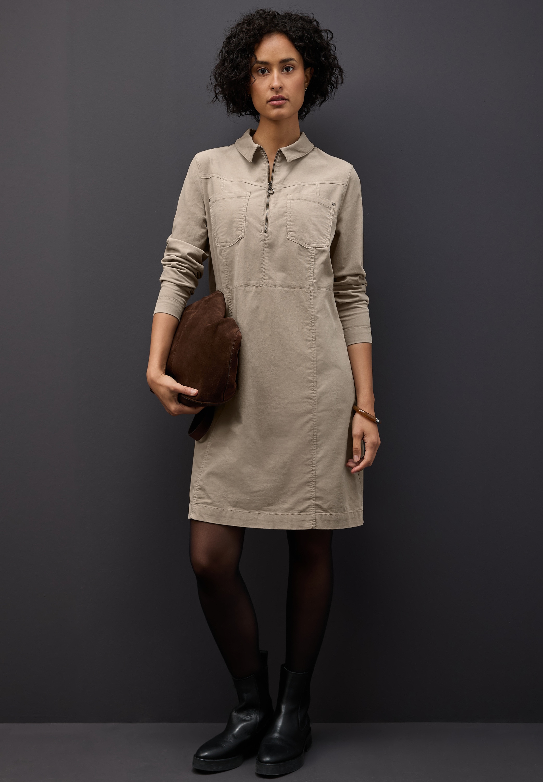 STREET ONE Cordkleid Brusttaschen mit Zipper