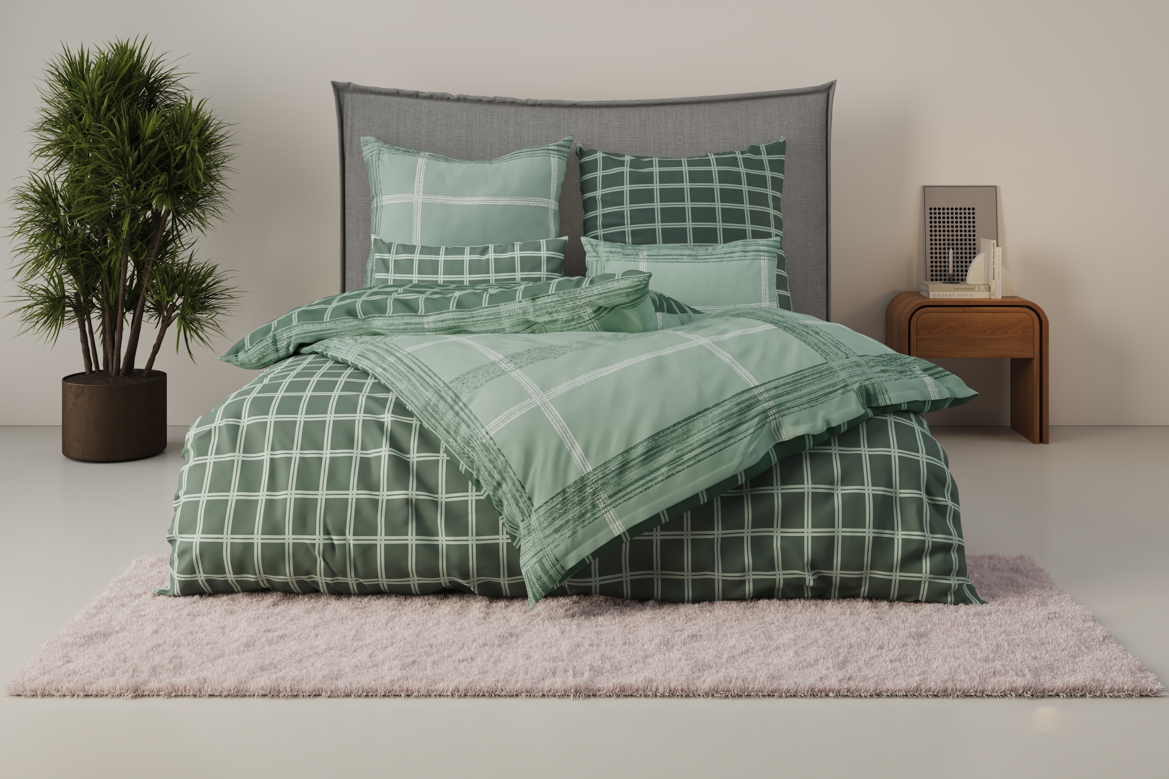 Image of Bruno Banani Wendebettwäsche "Tova" 2 Stk. in Gr. 135x200 oder 155x220 cm, 100% Baumwolle, Karo-Design