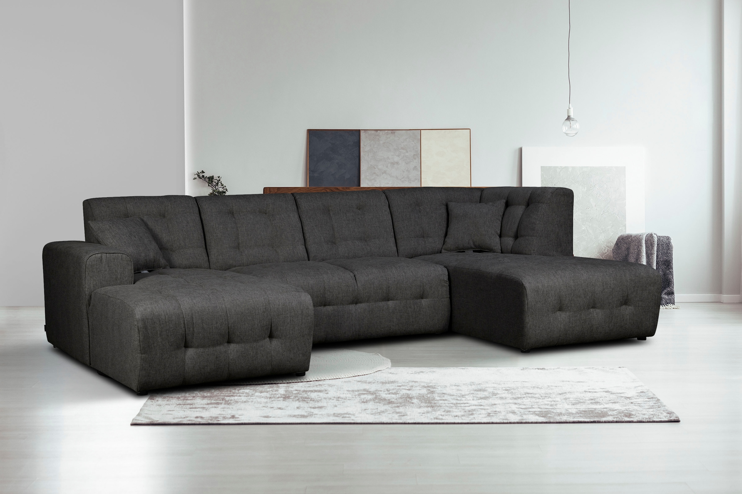Image of Home affaire Wohnlandschaft "Nosia U-Form" incl. 2 Zierkissen, mit feiner Steppung