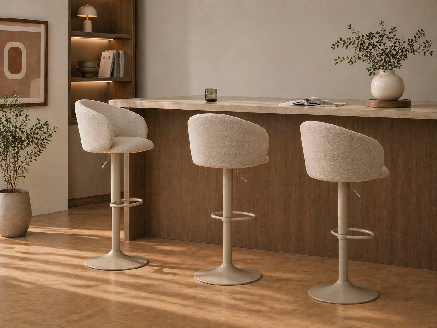 ACTONA GROUP Barhocker »Eleanor gepolstert - drehbar & höhenverstellbar, moderne« 1 Stk. tlg. Bequemer Barstuhl mit Fussstütze und Drehfunktion im Scandi Stil