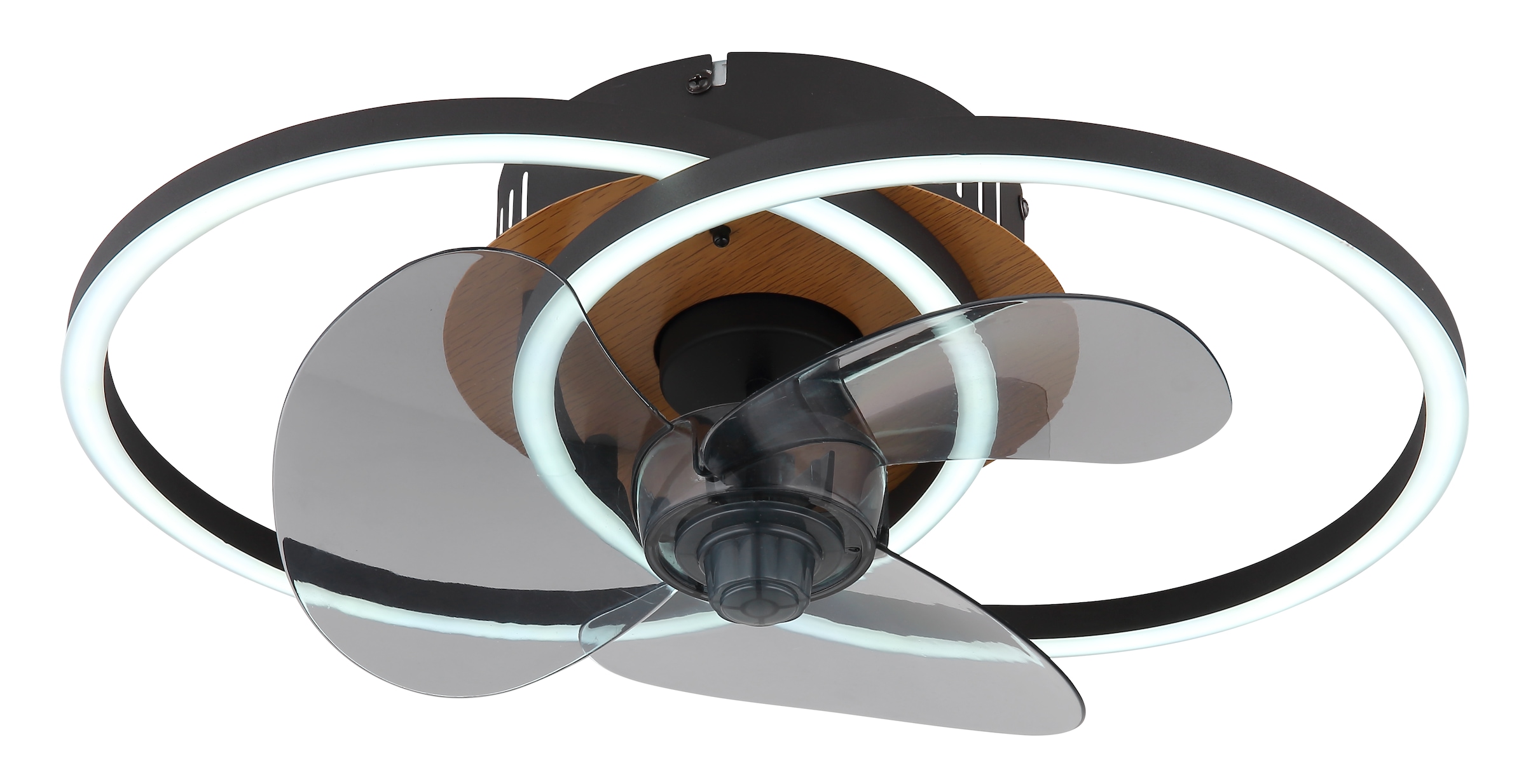 GLOBO LIGHTING Plafonnier »KAREN« Module LED 1 cuis blanc chaud - blanc froid ventilateur de plafond, lampe de plafond, ventilateur moderne, aspect bois