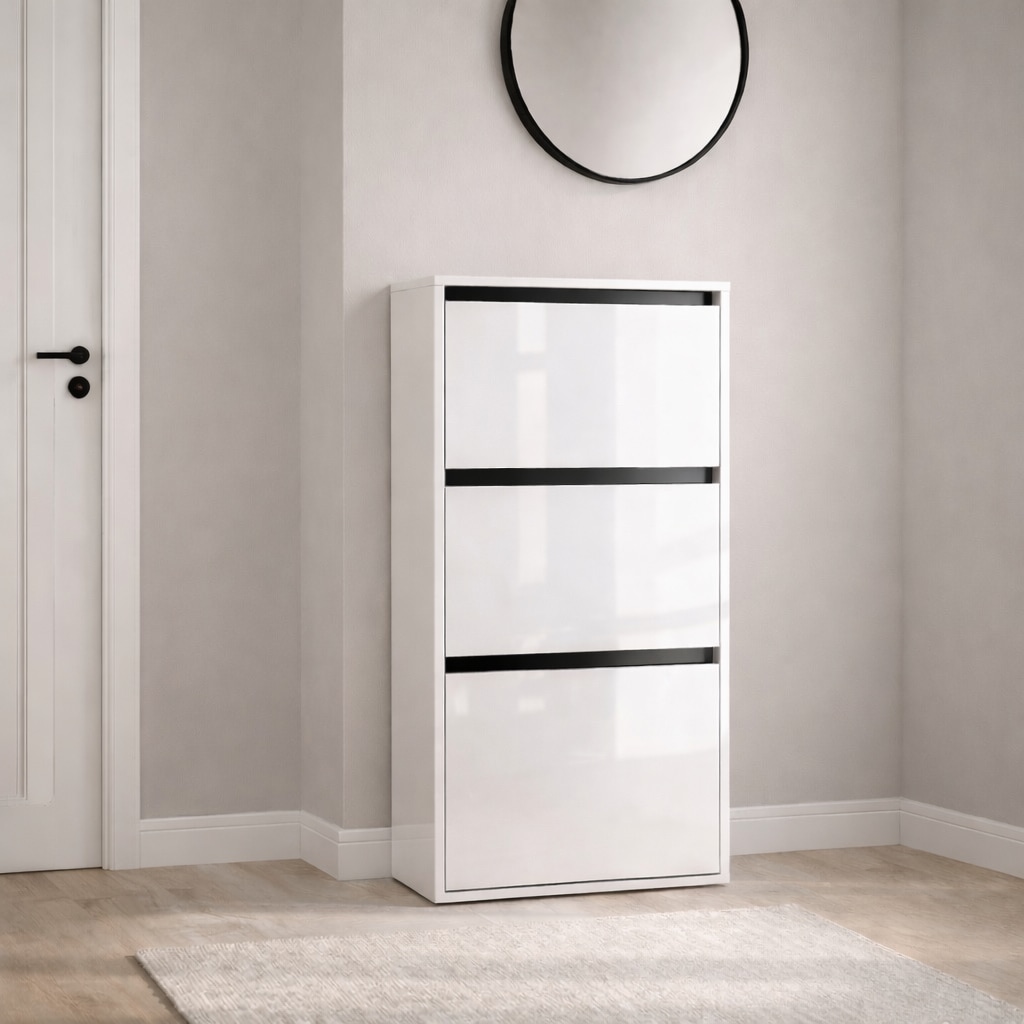GOODproduct Schuhschrank »Locco, Schuhregal, Schuhkommode, Breite 50 cm« Schuhkipper, UV-lackiert, Hochglanz, grifflos, 3-türig